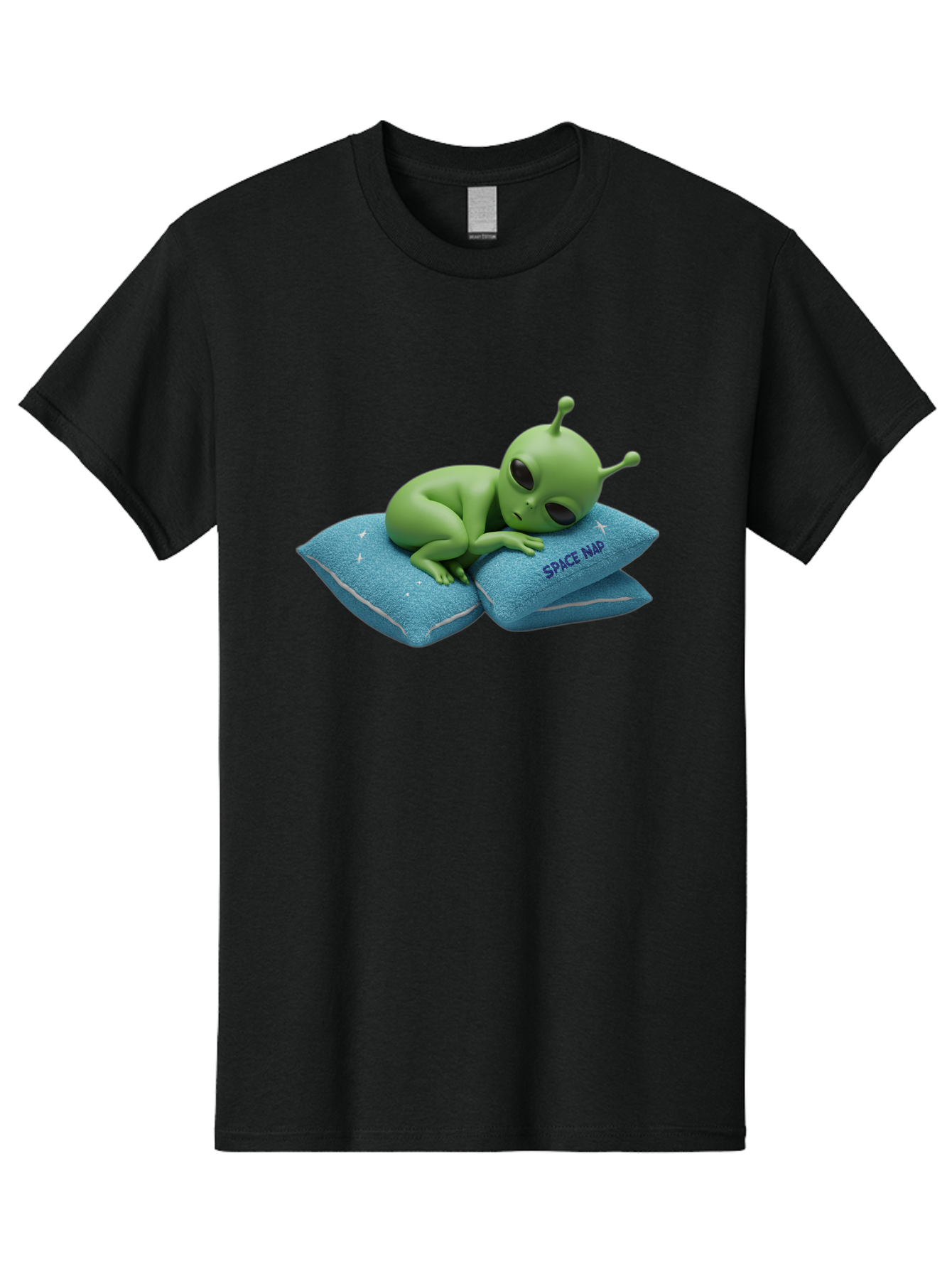 Alien-Sleeping-On-Pillows Men'S Graphic Tee, 100% Cotton, Comfortable Casual Summer Wear, Machine Washable, Alien Resting On Pillows, Extraterrestrial Being, Space Map, Stars, Sleepy Alien, Cute Cartoon Character, 3D Illustration, Funny Meme Bac583 9