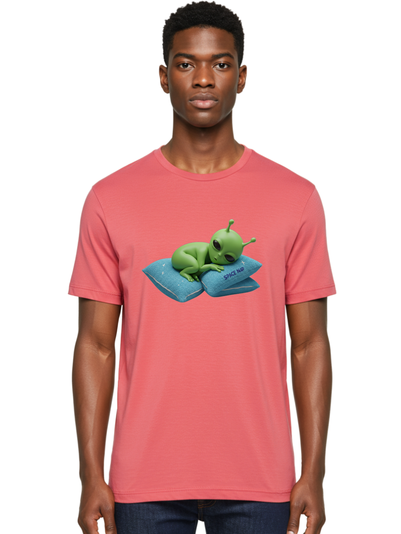 Alien-Sleeping-On-Pillows Men'S Graphic Tee, 100% Cotton, Comfortable Casual Summer Wear, Machine Washable, Alien Resting On Pillows, Extraterrestrial Being, Space Map, Stars, Sleepy Alien, Cute Cartoon Character, 3D Illustration, Funny Meme Bac583 18