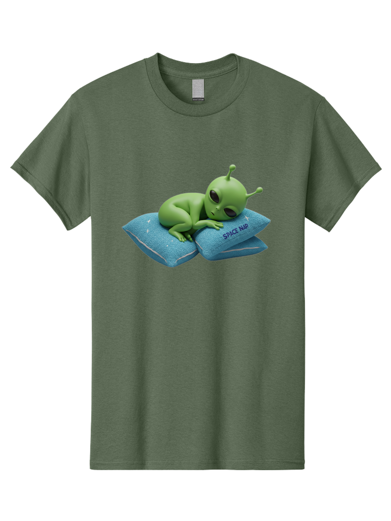 Alien-Sleeping-On-Pillows Men'S Graphic Tee, 100% Cotton, Comfortable Casual Summer Wear, Machine Washable, Alien Resting On Pillows, Extraterrestrial Being, Space Map, Stars, Sleepy Alien, Cute Cartoon Character, 3D Illustration, Funny Meme Bac583 6