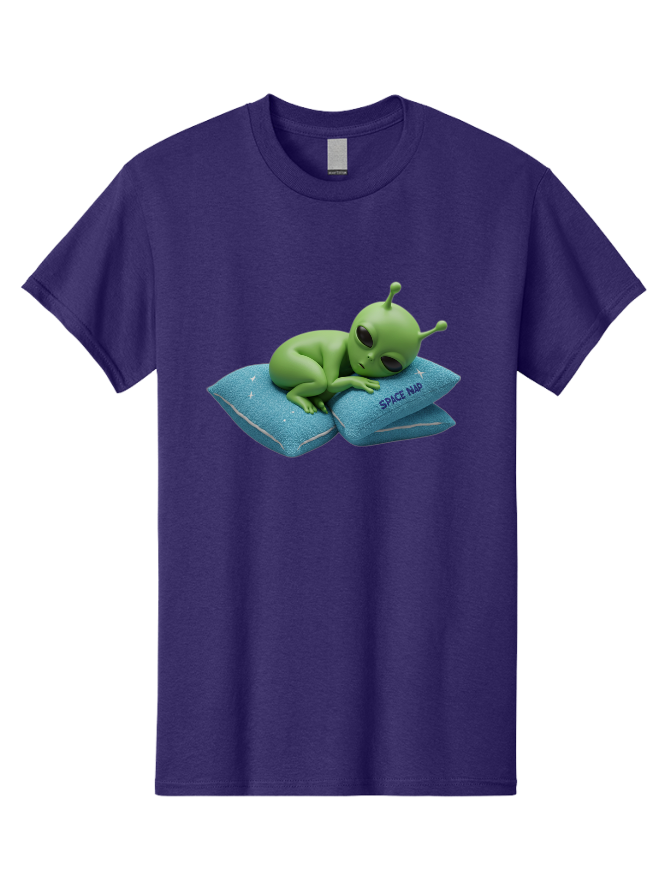 Alien-Sleeping-On-Pillows Men'S Graphic Tee, 100% Cotton, Comfortable Casual Summer Wear, Machine Washable, Alien Resting On Pillows, Extraterrestrial Being, Space Map, Stars, Sleepy Alien, Cute Cartoon Character, 3D Illustration, Funny Meme Bac583 13