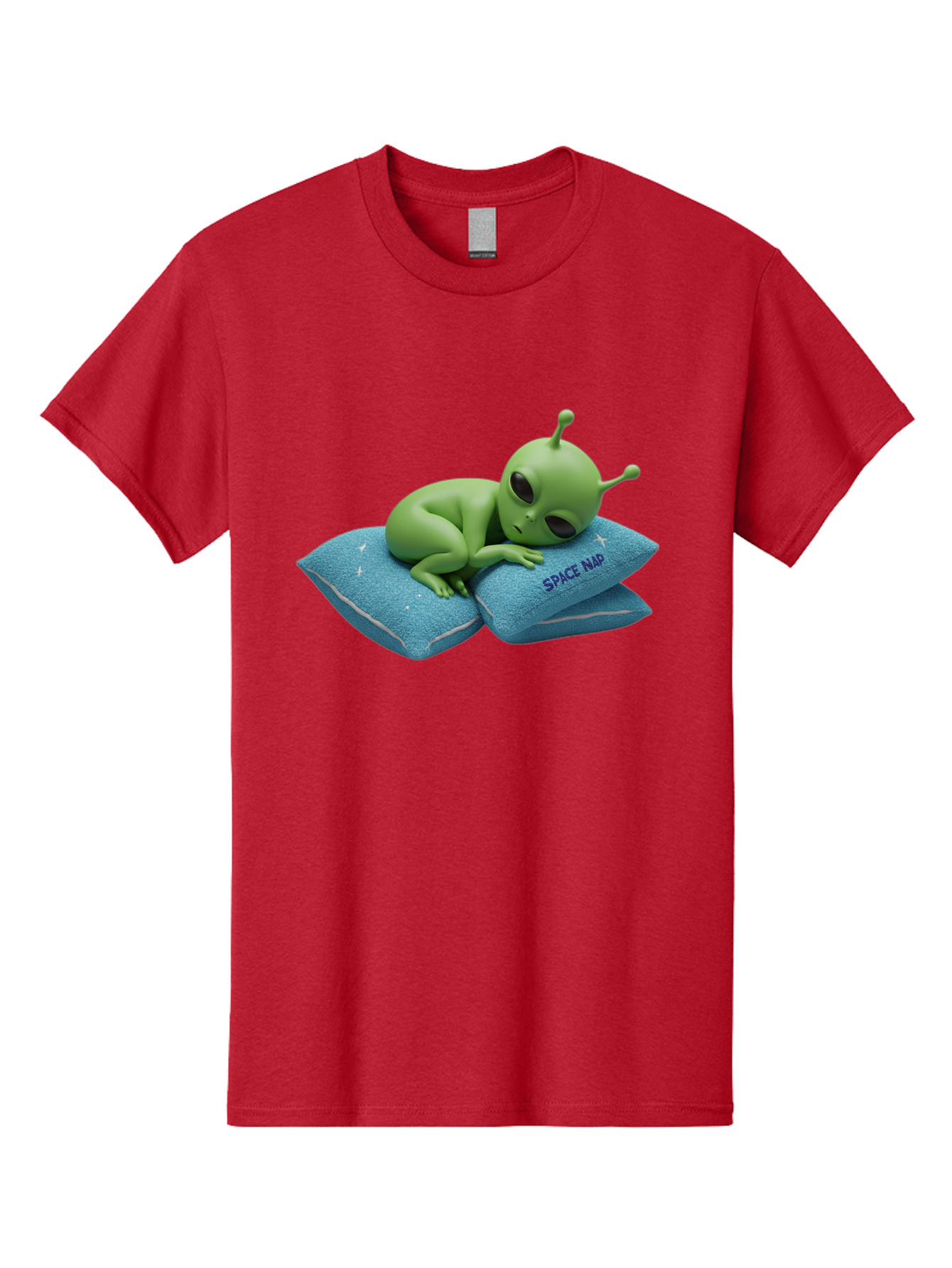 Alien-Sleeping-On-Pillows Men'S Graphic Tee, 100% Cotton, Comfortable Casual Summer Wear, Machine Washable, Alien Resting On Pillows, Extraterrestrial Being, Space Map, Stars, Sleepy Alien, Cute Cartoon Character, 3D Illustration, Funny Meme Bac583 11