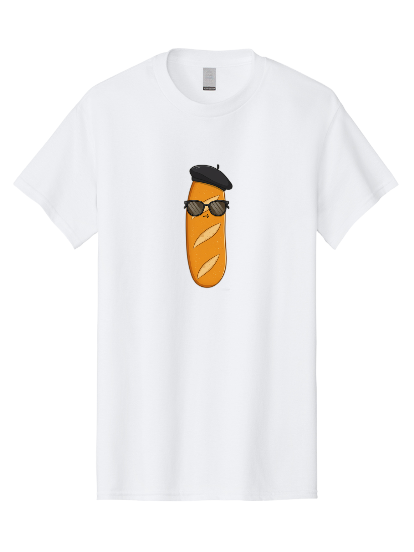 Baguette-Character-1 Men'S Graphic Tee, 100% Cotton, Comfortable Casual Summer Wear, Machine Washable, Cartoon Baguette, Sunglasses, Beret, French Bread, Cute Character, Funny Meme, Cartoon Style, Bread Character, Quirky Design, Bac590 6