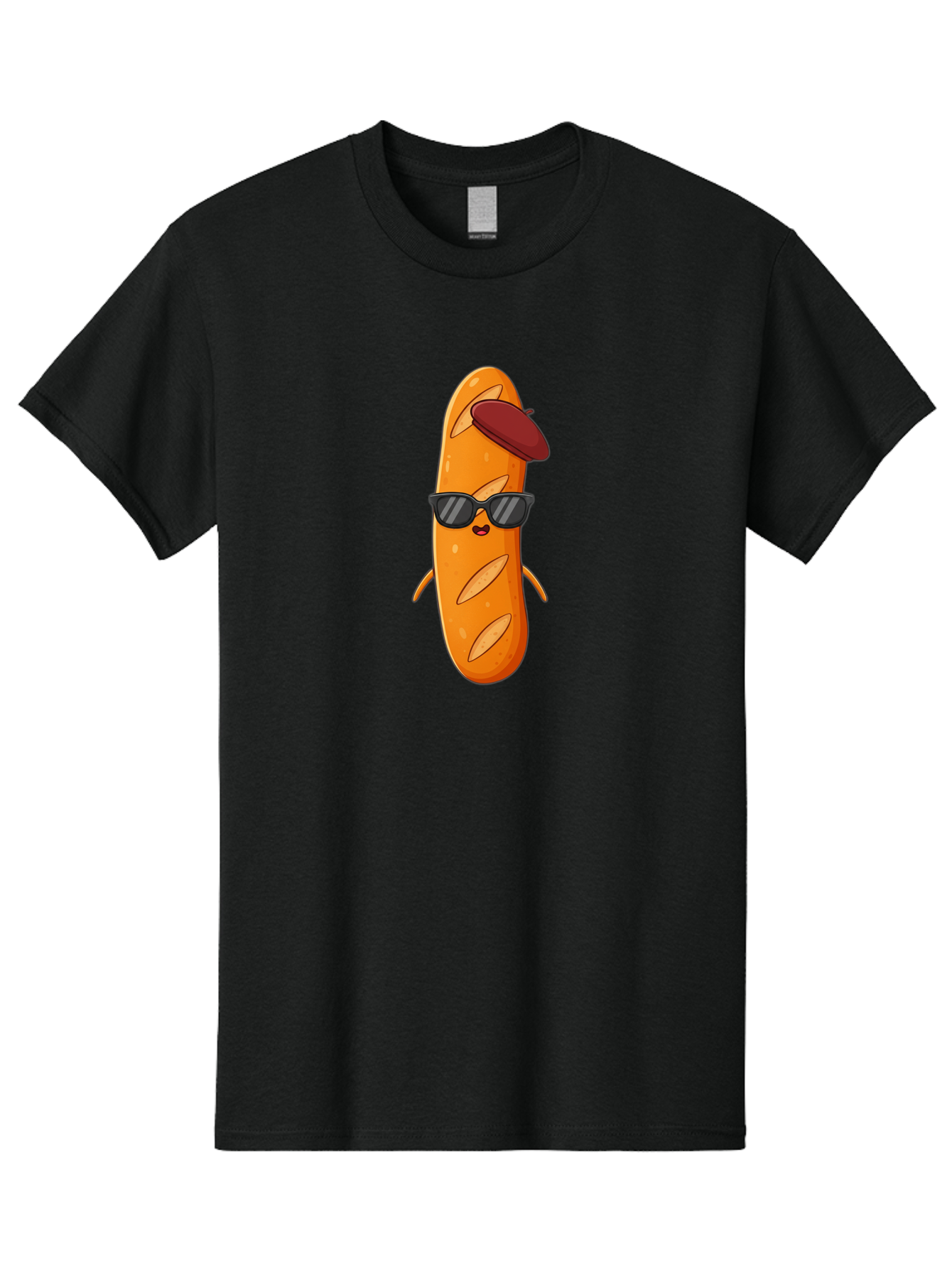 Baguette-Character Men'S Graphic Tee, 100% Cotton, Comfortable Casual Summer Wear, Machine Washable, Cartoon Baguette, Anthropomorphic Bread, Sunglasses, Beret, Cute Character, Funny Mascot, Quirky Illustration, Kawaii Food, Humorous Design, Bac591 5