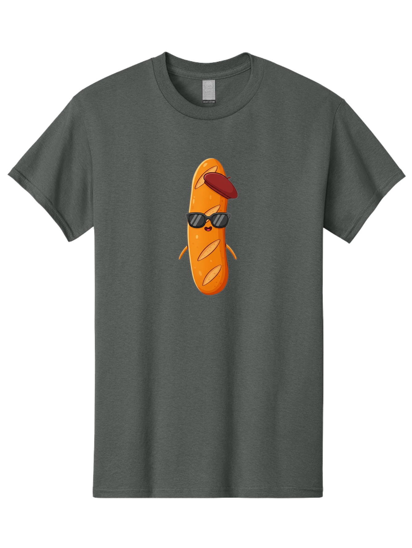 Baguette-Character Men'S Graphic Tee, 100% Cotton, Comfortable Casual Summer Wear, Machine Washable, Cartoon Baguette, Anthropomorphic Bread, Sunglasses, Beret, Cute Character, Funny Mascot, Quirky Illustration, Kawaii Food, Humorous Design, Bac591 7