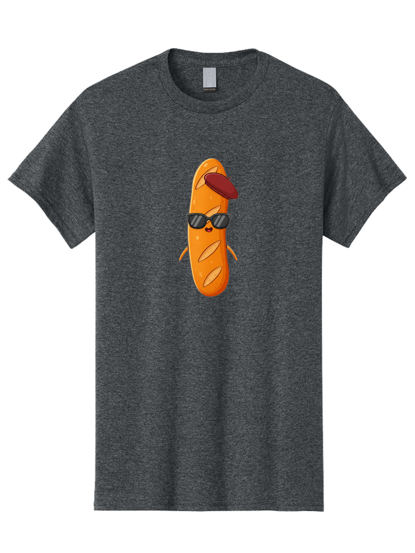 Baguette-Character Men'S Graphic Tee, 100% Cotton, Comfortable Casual Summer Wear, Machine Washable, Cartoon Baguette, Anthropomorphic Bread, Sunglasses, Beret, Cute Character, Funny Mascot, Quirky Illustration, Kawaii Food, Humorous Design, Bac591 4