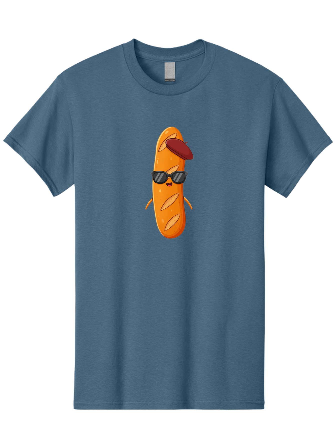 Baguette-Character Men'S Graphic Tee, 100% Cotton, Comfortable Casual Summer Wear, Machine Washable, Cartoon Baguette, Anthropomorphic Bread, Sunglasses, Beret, Cute Character, Funny Mascot, Quirky Illustration, Kawaii Food, Humorous Design, Bac591 13
