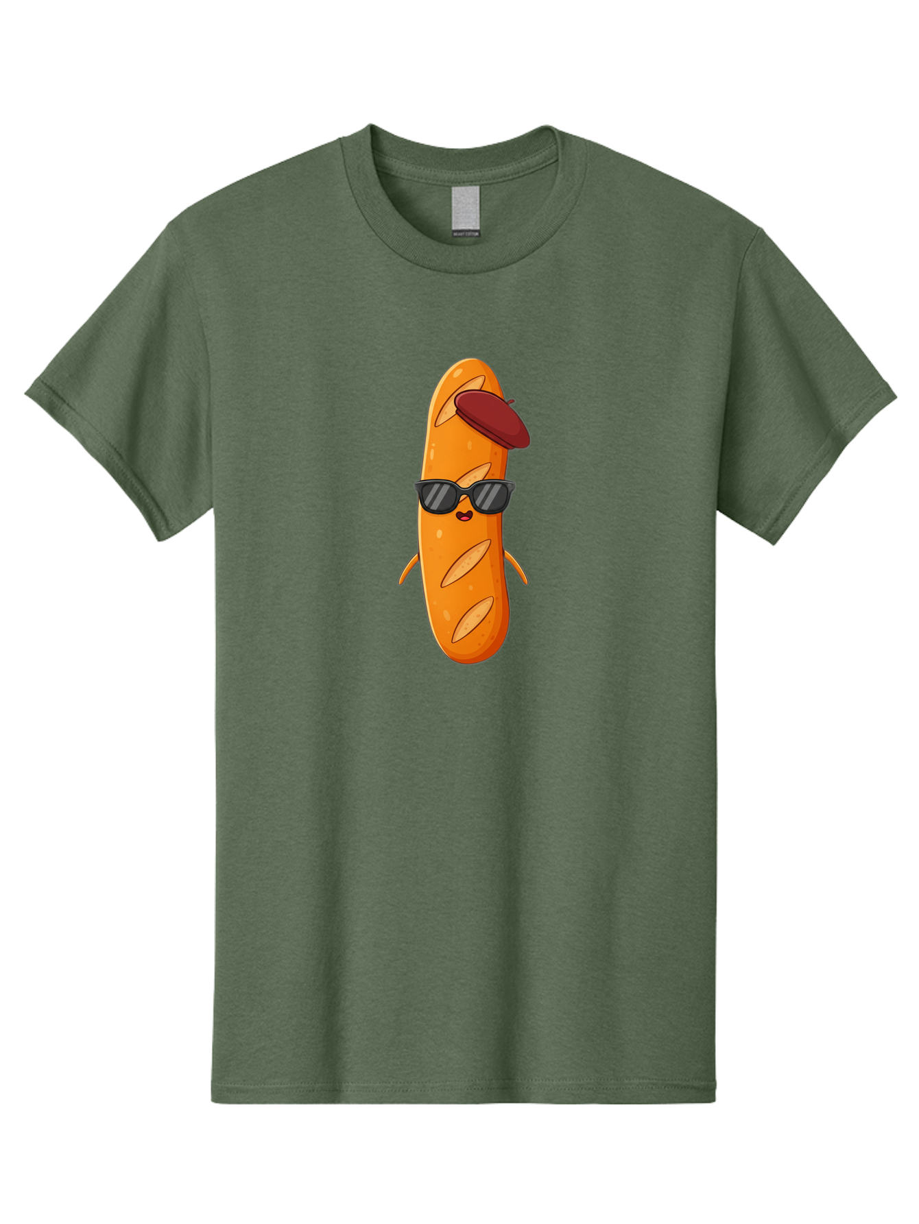 Baguette-Character Men'S Graphic Tee, 100% Cotton, Comfortable Casual Summer Wear, Machine Washable, Cartoon Baguette, Anthropomorphic Bread, Sunglasses, Beret, Cute Character, Funny Mascot, Quirky Illustration, Kawaii Food, Humorous Design, Bac591 10