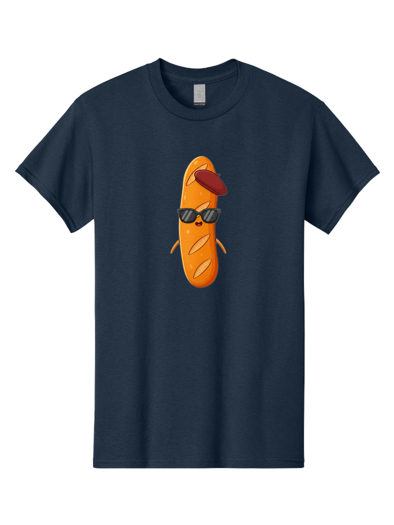 Baguette-Character Men'S Graphic Tee, 100% Cotton, Comfortable Casual Summer Wear, Machine Washable, Cartoon Baguette, Anthropomorphic Bread, Sunglasses, Beret, Cute Character, Funny Mascot, Quirky Illustration, Kawaii Food, Humorous Design, Bac591 6