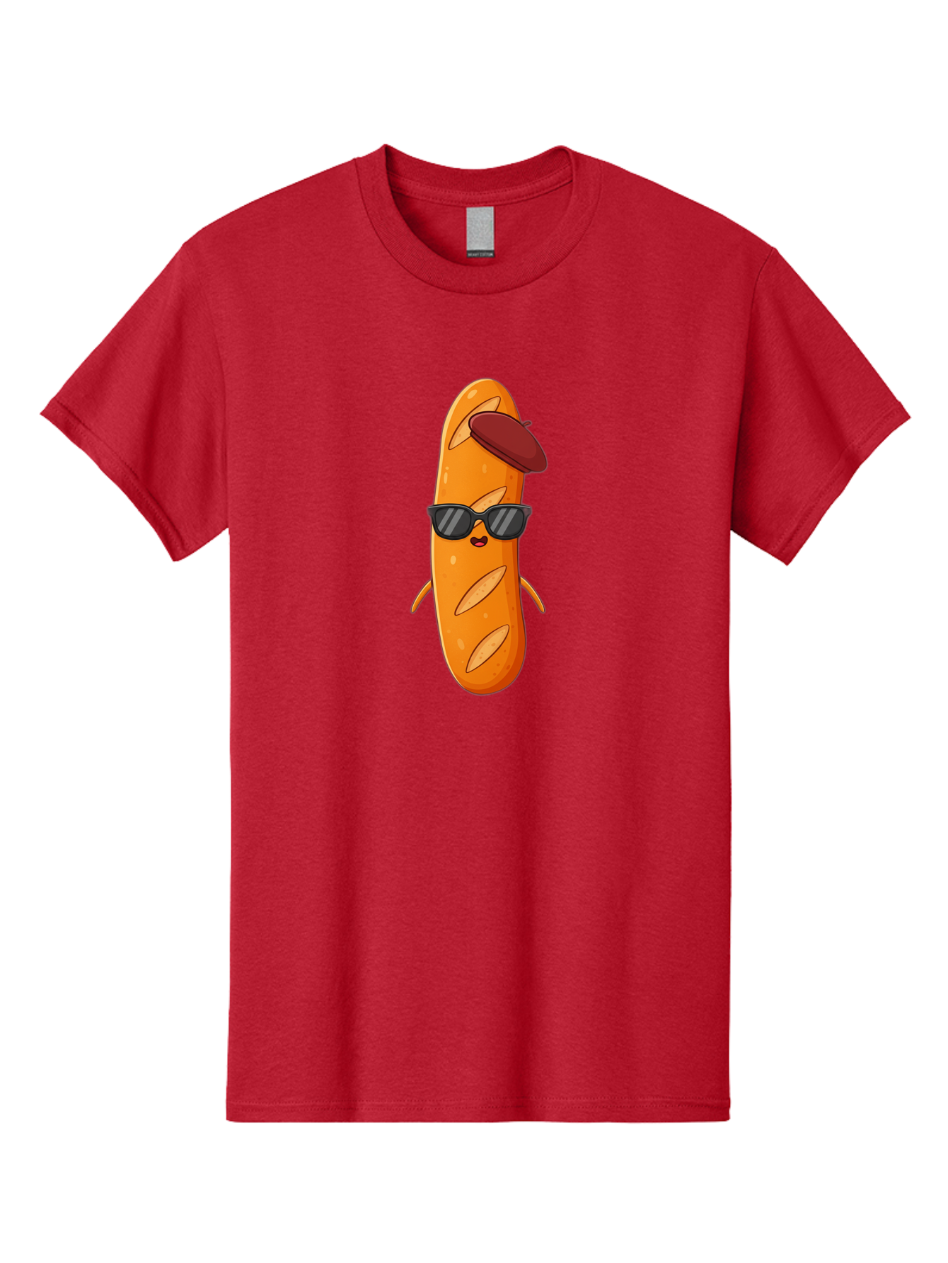 Baguette-Character Men'S Graphic Tee, 100% Cotton, Comfortable Casual Summer Wear, Machine Washable, Cartoon Baguette, Anthropomorphic Bread, Sunglasses, Beret, Cute Character, Funny Mascot, Quirky Illustration, Kawaii Food, Humorous Design, Bac591 15
