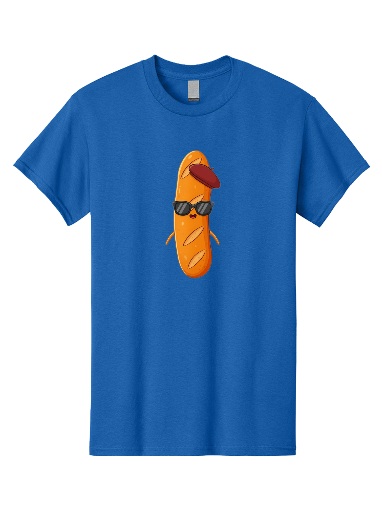 Baguette-Character Men'S Graphic Tee, 100% Cotton, Comfortable Casual Summer Wear, Machine Washable, Cartoon Baguette, Anthropomorphic Bread, Sunglasses, Beret, Cute Character, Funny Mascot, Quirky Illustration, Kawaii Food, Humorous Design, Bac591 11