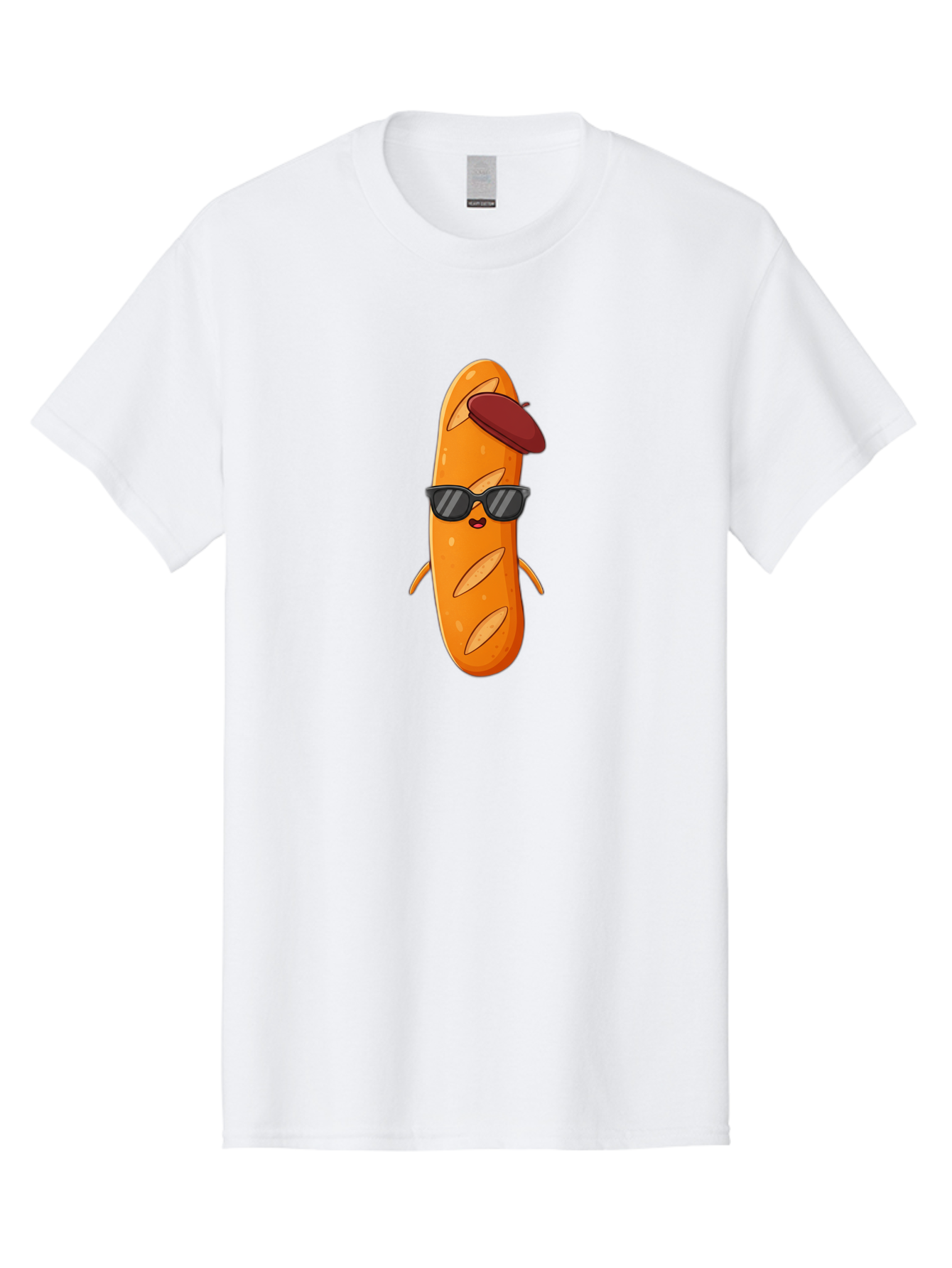 Baguette-Character Men'S Graphic Tee, 100% Cotton, Comfortable Casual Summer Wear, Machine Washable, Cartoon Baguette, Anthropomorphic Bread, Sunglasses, Beret, Cute Character, Funny Mascot, Quirky Illustration, Kawaii Food, Humorous Design, Bac591 12