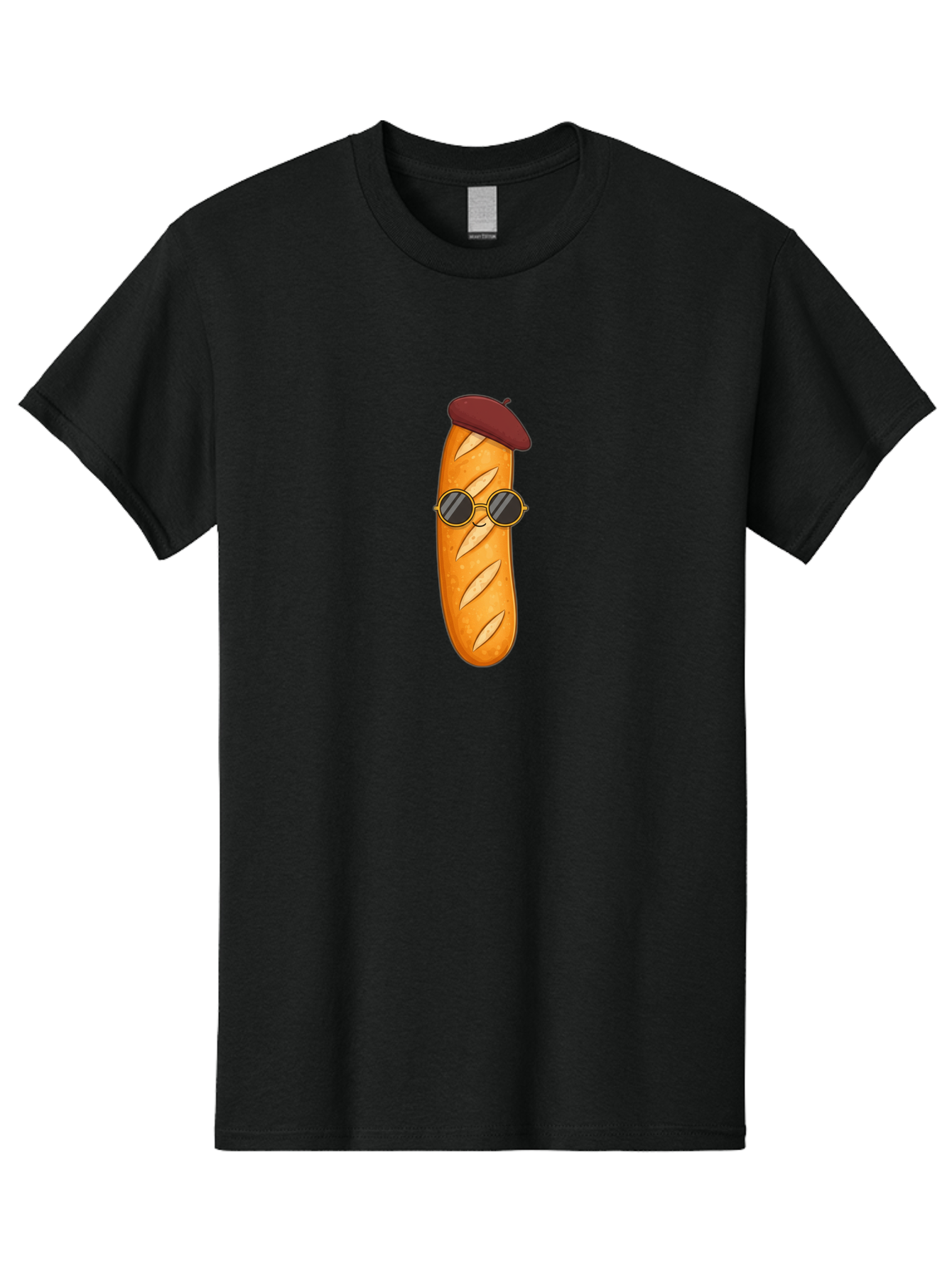Baguette-With-Beret-And-Sunglasses Men'S Graphic Tee, 100% Cotton, Comfortable Casual Summer Wear, Machine Washable, Cartoon Baguette, French Bread, Beret Hat, Sunglasses, Cool Character, Funny Food, Whimsical Illustration, Playful Vibe, Bac592 6
