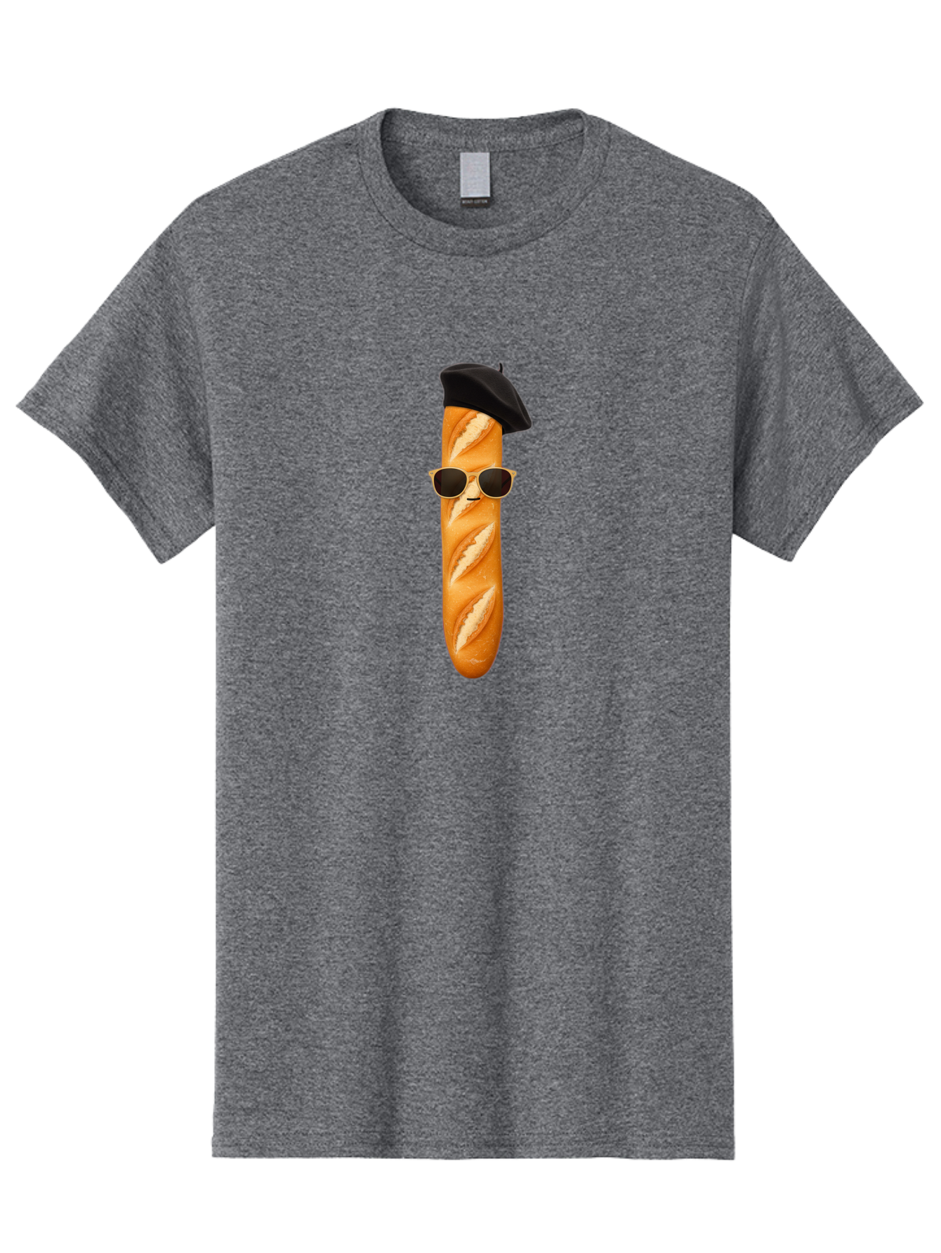 Baguette-With-Sunglasses-And-Beret-1 Men'S Graphic Tee, 100% Cotton, Comfortable Casual Summer Wear, Machine Washable, Baguette With Sunglasses, French Bread, Beret Hat, Cool Baguette, Cartoon Character, Funny Food, Charismatic Bread, Bac594 5