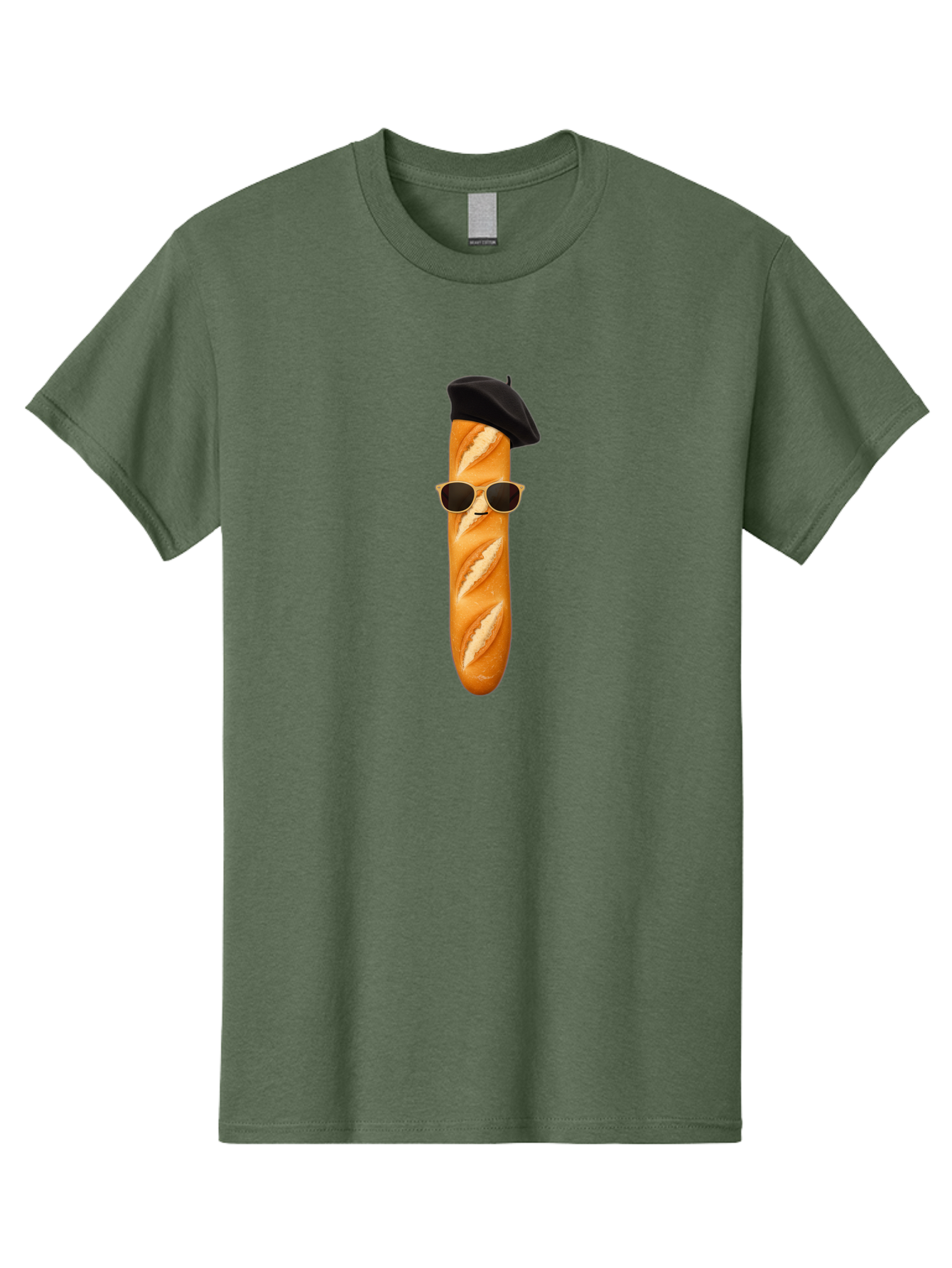 Baguette-With-Sunglasses-And-Beret-1 Men'S Graphic Tee, 100% Cotton, Comfortable Casual Summer Wear, Machine Washable, Baguette With Sunglasses, French Bread, Beret Hat, Cool Baguette, Cartoon Character, Funny Food, Charismatic Bread, Bac594 15