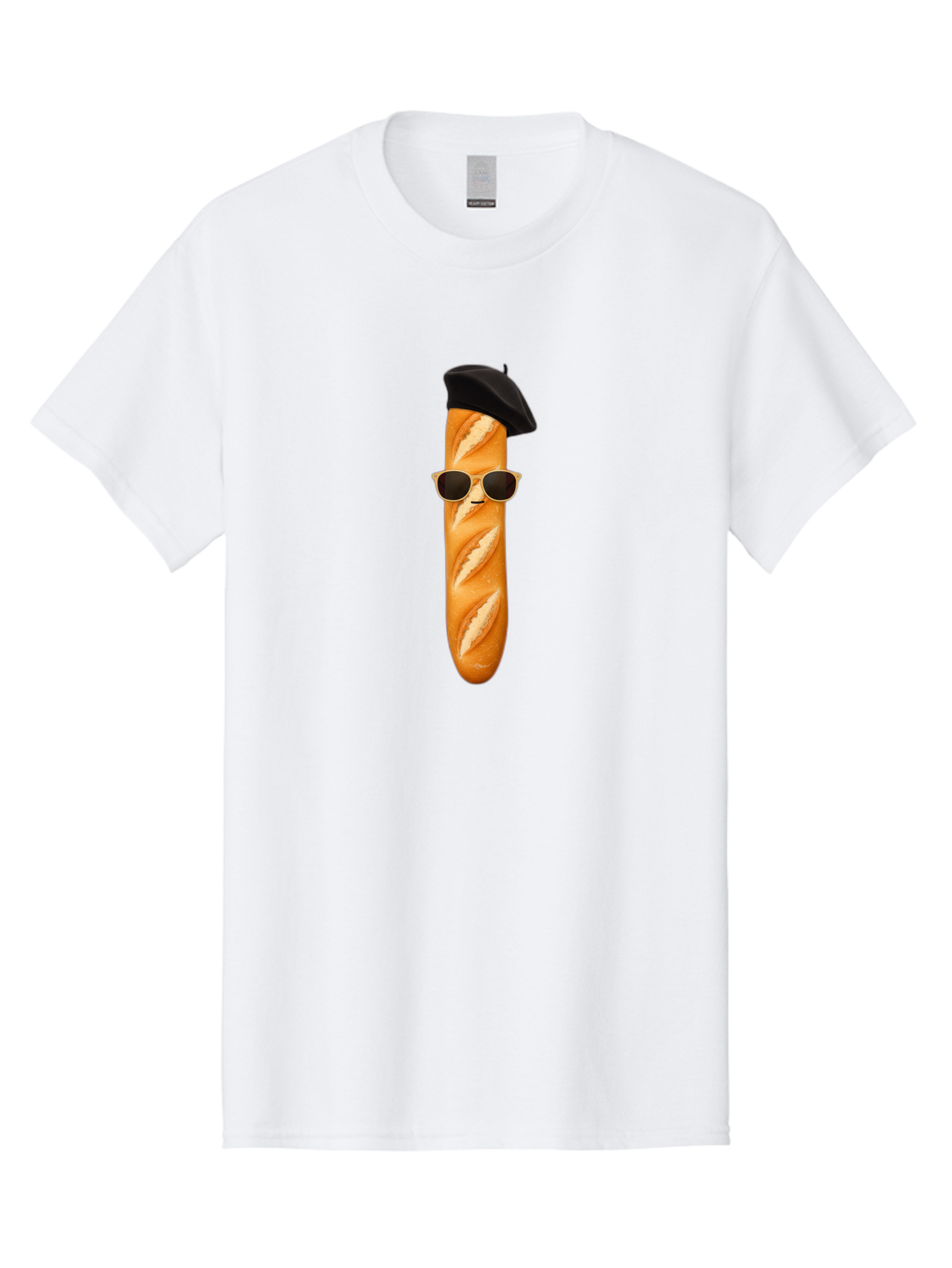 Baguette-With-Sunglasses-And-Beret-1 Men'S Graphic Tee, 100% Cotton, Comfortable Casual Summer Wear, Machine Washable, Baguette With Sunglasses, French Bread, Beret Hat, Cool Baguette, Cartoon Character, Funny Food, Charismatic Bread, Bac594 6