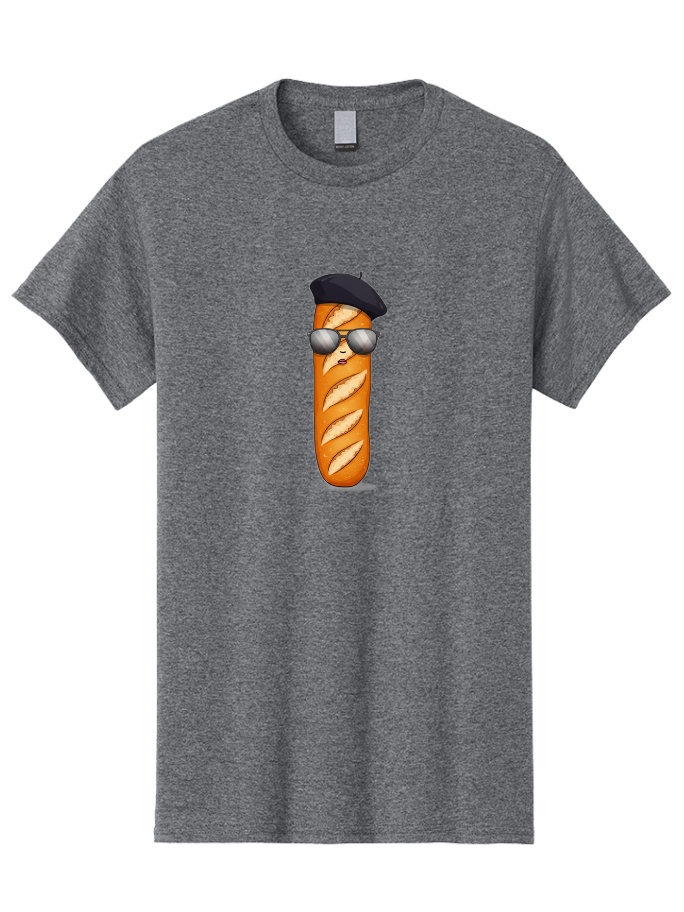 Baguette Men'S Graphic Tee, 100% Cotton, Comfortable Casual Summer Wear, Machine Washable, Cool Baguette, French Bread, Beret Hat, Trendy Sunglasses, Cartoon Character, Humorous Illustration, Funny Food Bac596 11
