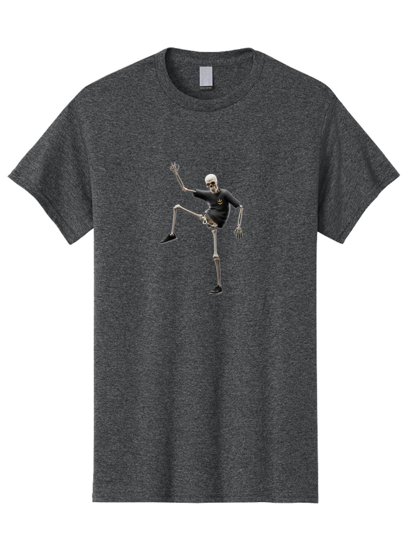 Bape-Skeleton Men'S Graphic Tee, 100% Cotton, Comfortable Casual Summer Wear, Machine Washable, Dancing Skeleton, Skeleton In T-Shirt, Yellow Logo, Dancing Pose, Black Shoes, Skeleton Illustration, Pop Culture, Fun, Quirky, Spooky, Playful, Bac597 12