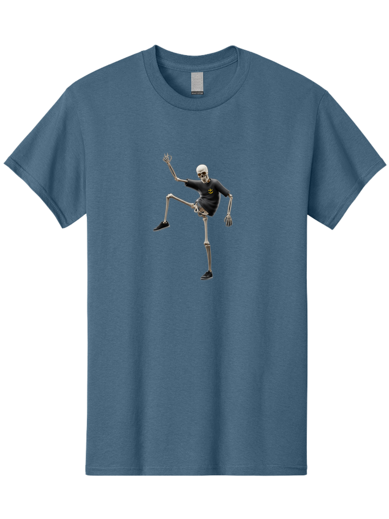 Bape-Skeleton Men'S Graphic Tee, 100% Cotton, Comfortable Casual Summer Wear, Machine Washable, Dancing Skeleton, Skeleton In T-Shirt, Yellow Logo, Dancing Pose, Black Shoes, Skeleton Illustration, Pop Culture, Fun, Quirky, Spooky, Playful, Bac597 11