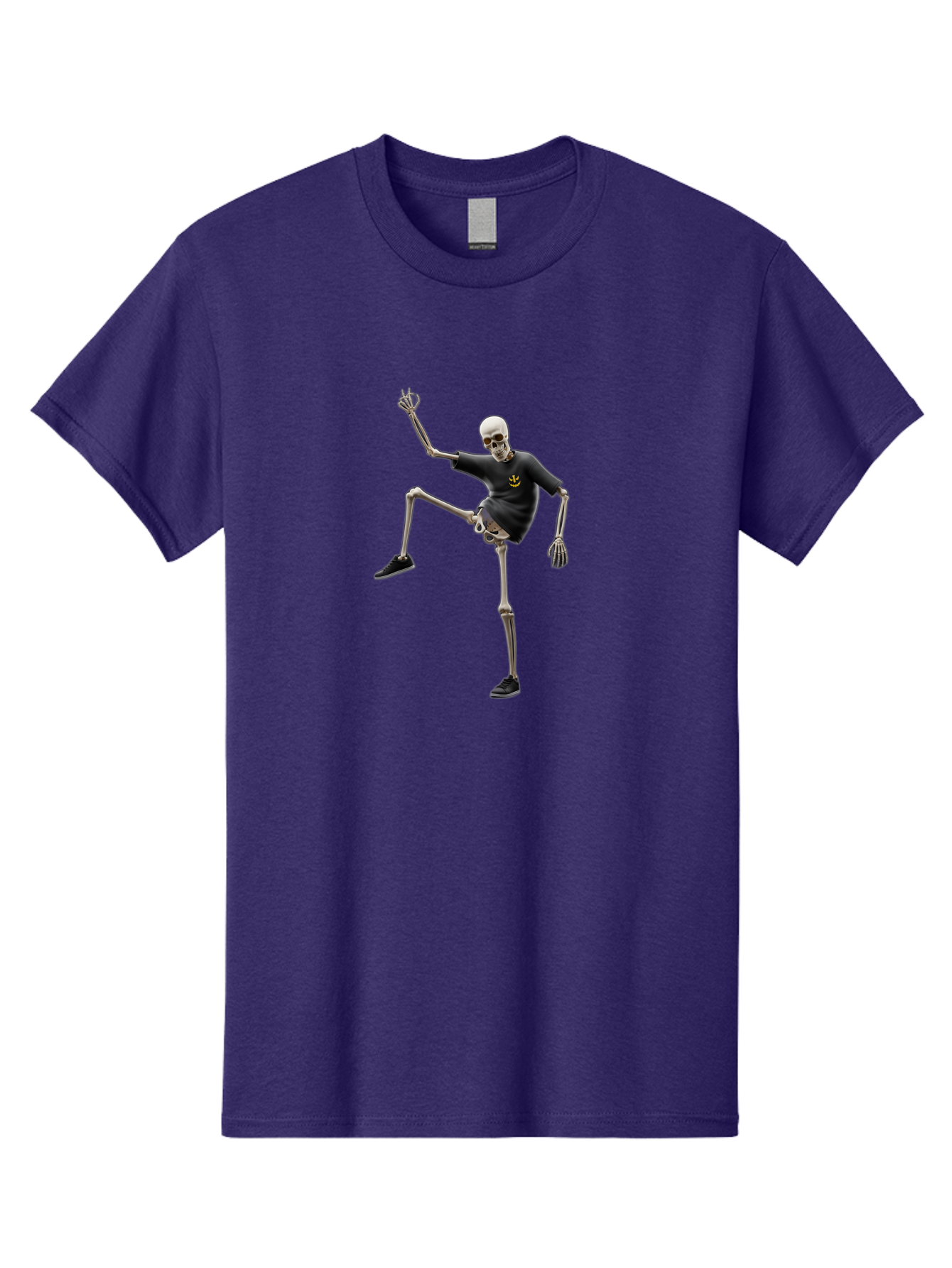 Bape-Skeleton Men'S Graphic Tee, 100% Cotton, Comfortable Casual Summer Wear, Machine Washable, Dancing Skeleton, Skeleton In T-Shirt, Yellow Logo, Dancing Pose, Black Shoes, Skeleton Illustration, Pop Culture, Fun, Quirky, Spooky, Playful, Bac597 6