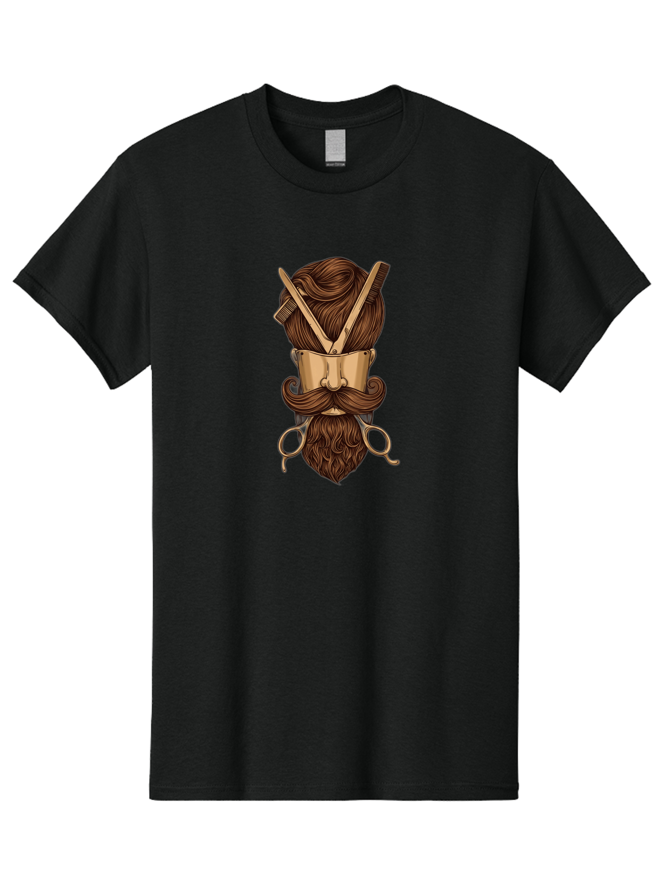 Barber-Art Men'S Graphic Tee, 100% Cotton, Comfortable Casual Summer Wear, Machine Washable, Barber Shop Logo, Men'S Grooming, Mustache, Beard, Haircut, Scissors, Comb, Vintage Style, Barber Tools, Classic Design Bac599 3