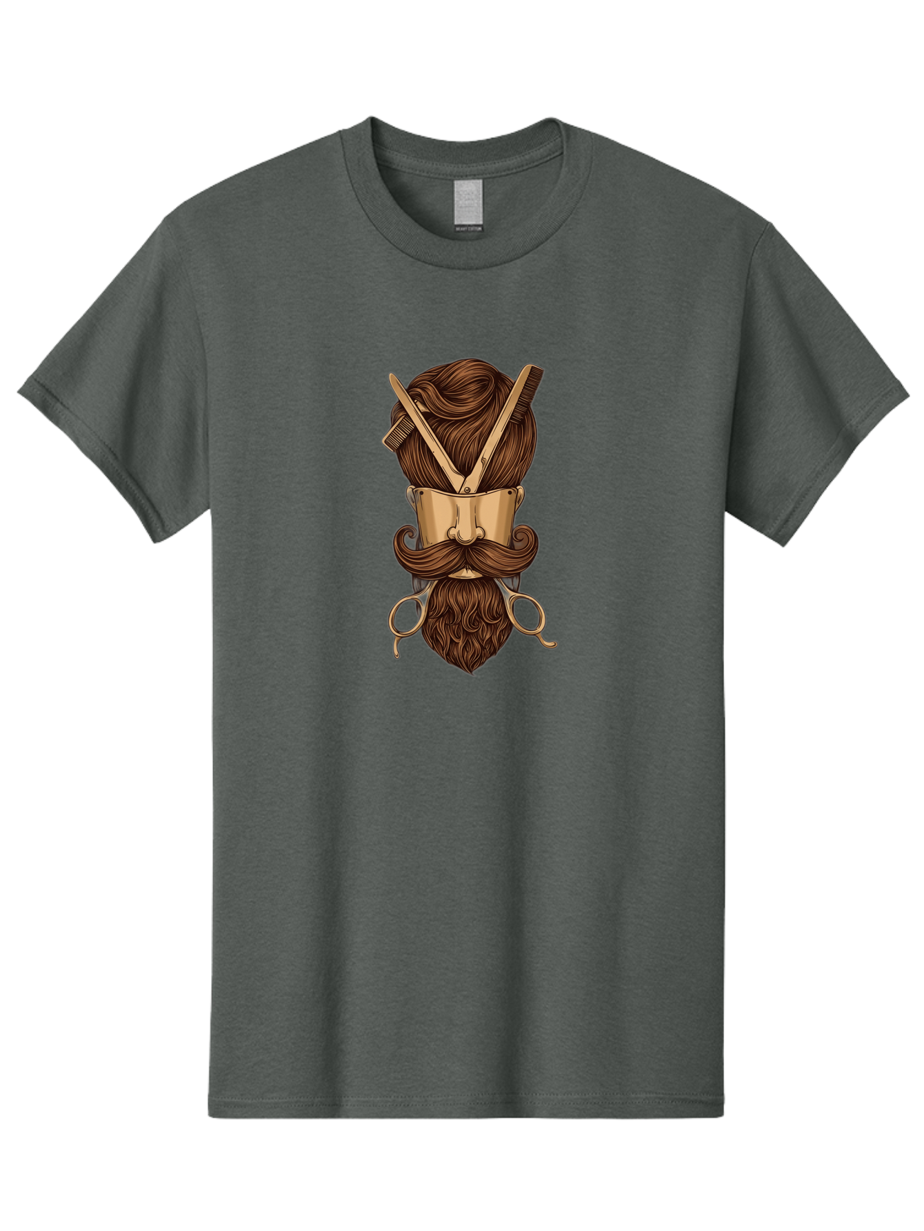 Barber-Art Men'S Graphic Tee, 100% Cotton, Comfortable Casual Summer Wear, Machine Washable, Barber Shop Logo, Men'S Grooming, Mustache, Beard, Haircut, Scissors, Comb, Vintage Style, Barber Tools, Classic Design Bac599 5