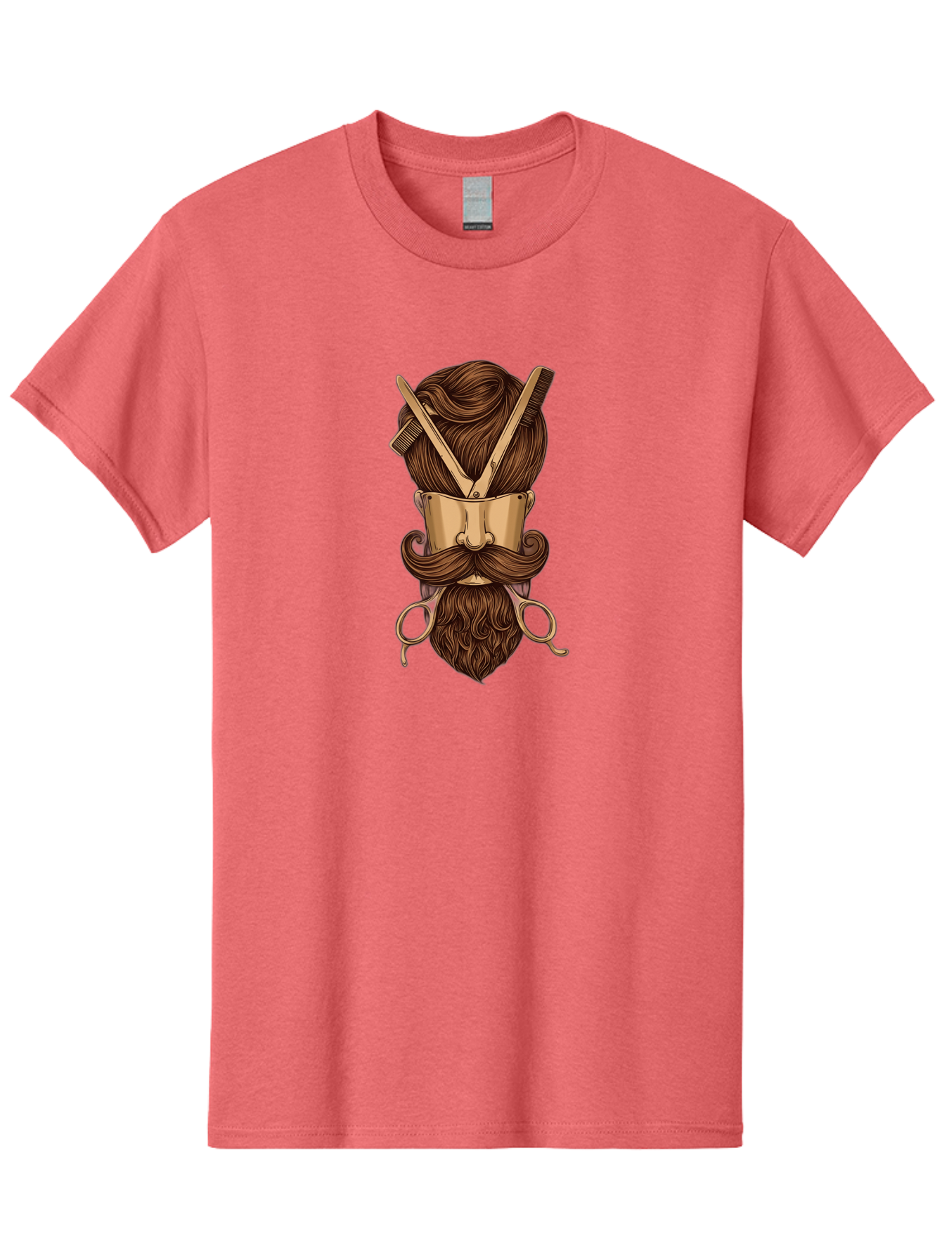 Barber-Art Men'S Graphic Tee, 100% Cotton, Comfortable Casual Summer Wear, Machine Washable, Barber Shop Logo, Men'S Grooming, Mustache, Beard, Haircut, Scissors, Comb, Vintage Style, Barber Tools, Classic Design Bac599 4