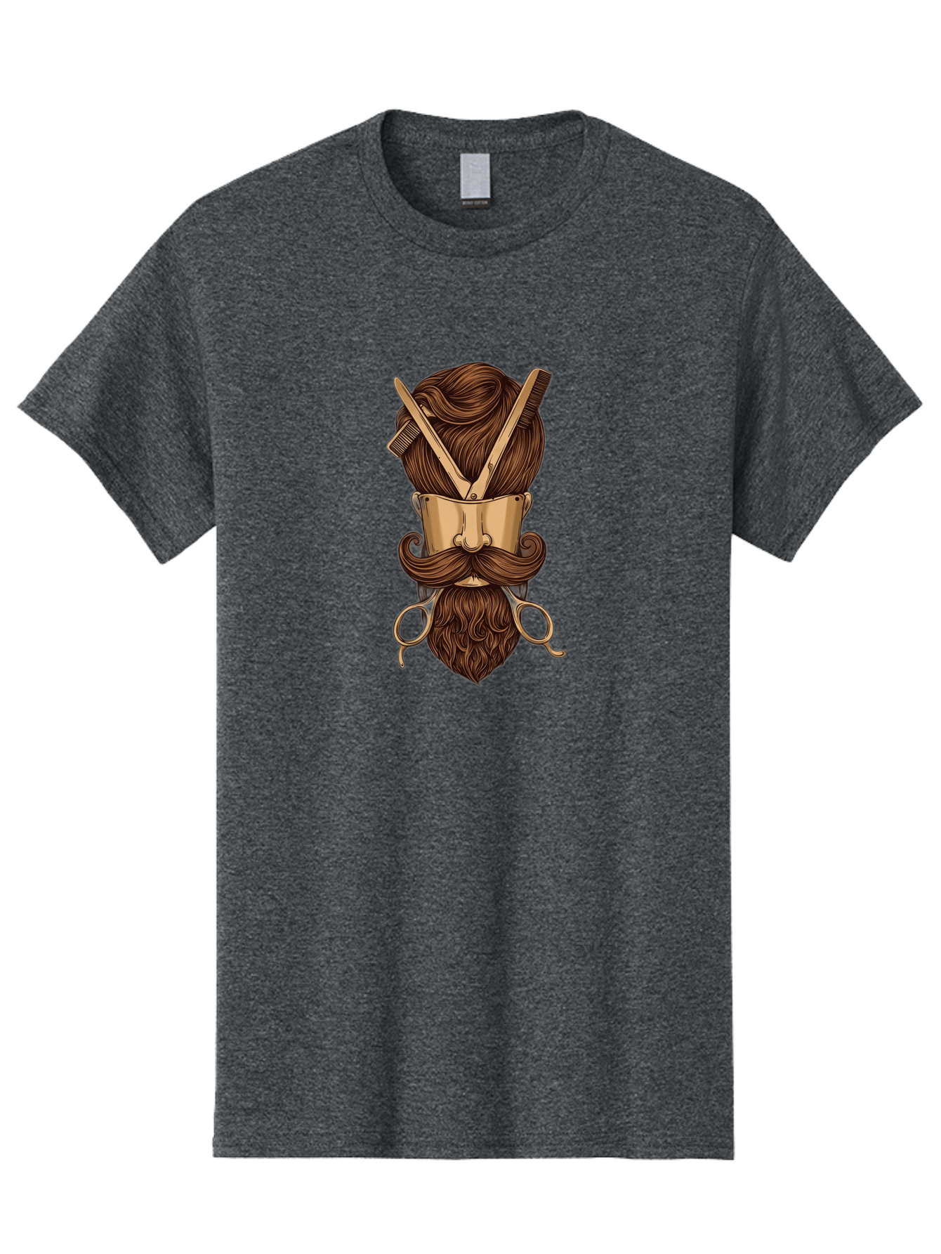 Barber-Art Men'S Graphic Tee, 100% Cotton, Comfortable Casual Summer Wear, Machine Washable, Barber Shop Logo, Men'S Grooming, Mustache, Beard, Haircut, Scissors, Comb, Vintage Style, Barber Tools, Classic Design Bac599 6
