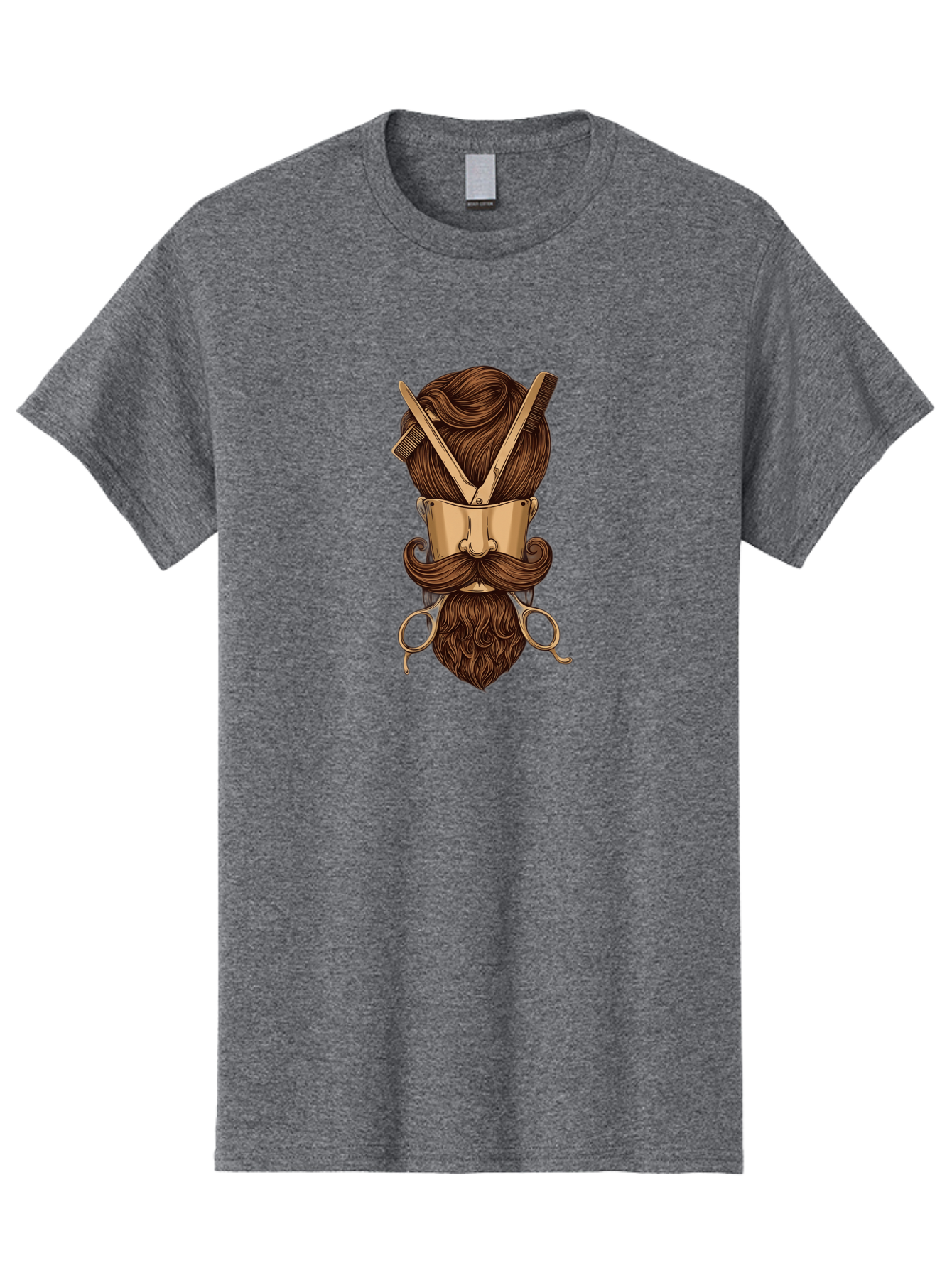 Barber-Art Men'S Graphic Tee, 100% Cotton, Comfortable Casual Summer Wear, Machine Washable, Barber Shop Logo, Men'S Grooming, Mustache, Beard, Haircut, Scissors, Comb, Vintage Style, Barber Tools, Classic Design Bac599 12