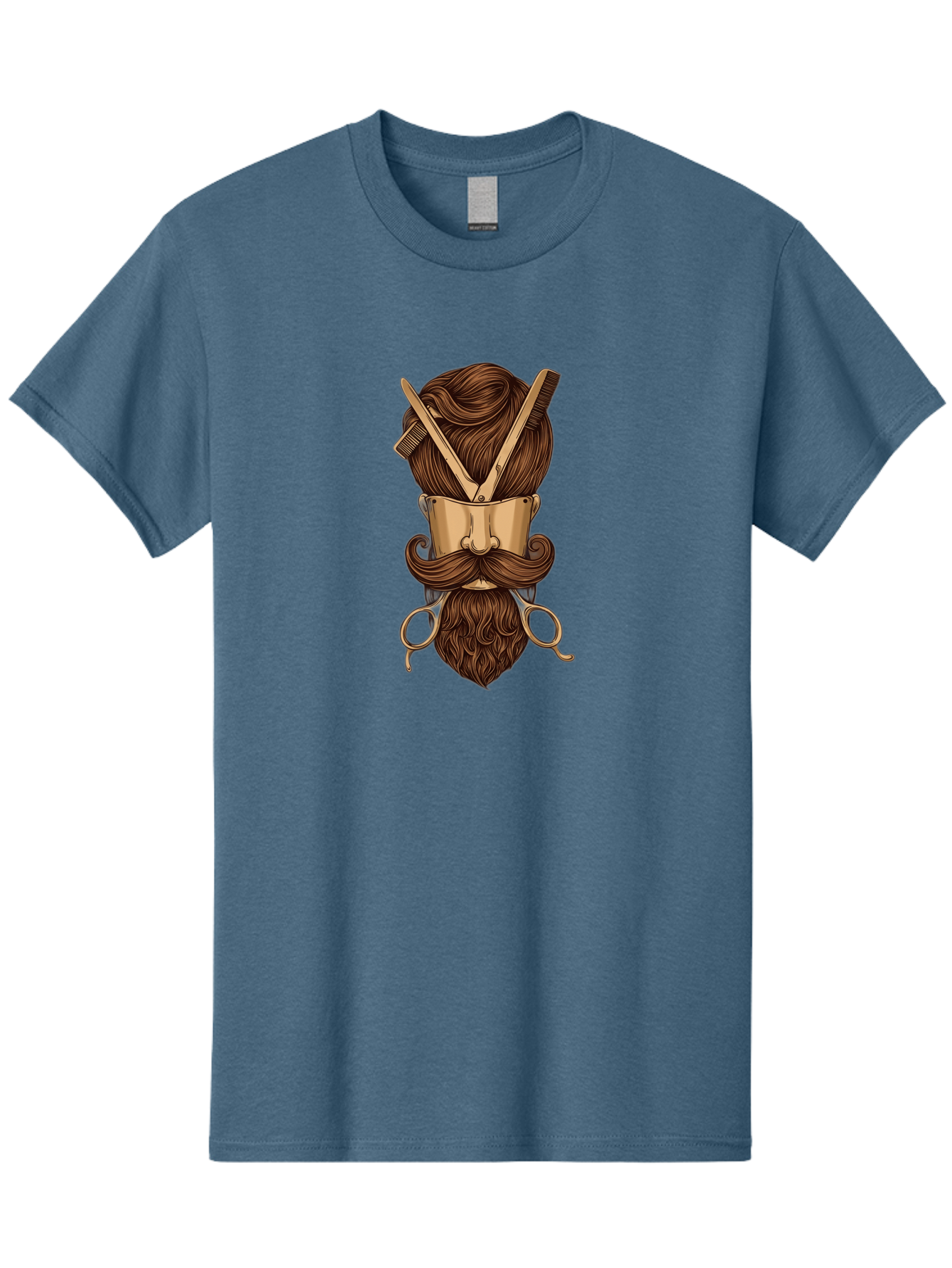 Barber-Art Men'S Graphic Tee, 100% Cotton, Comfortable Casual Summer Wear, Machine Washable, Barber Shop Logo, Men'S Grooming, Mustache, Beard, Haircut, Scissors, Comb, Vintage Style, Barber Tools, Classic Design Bac599 11