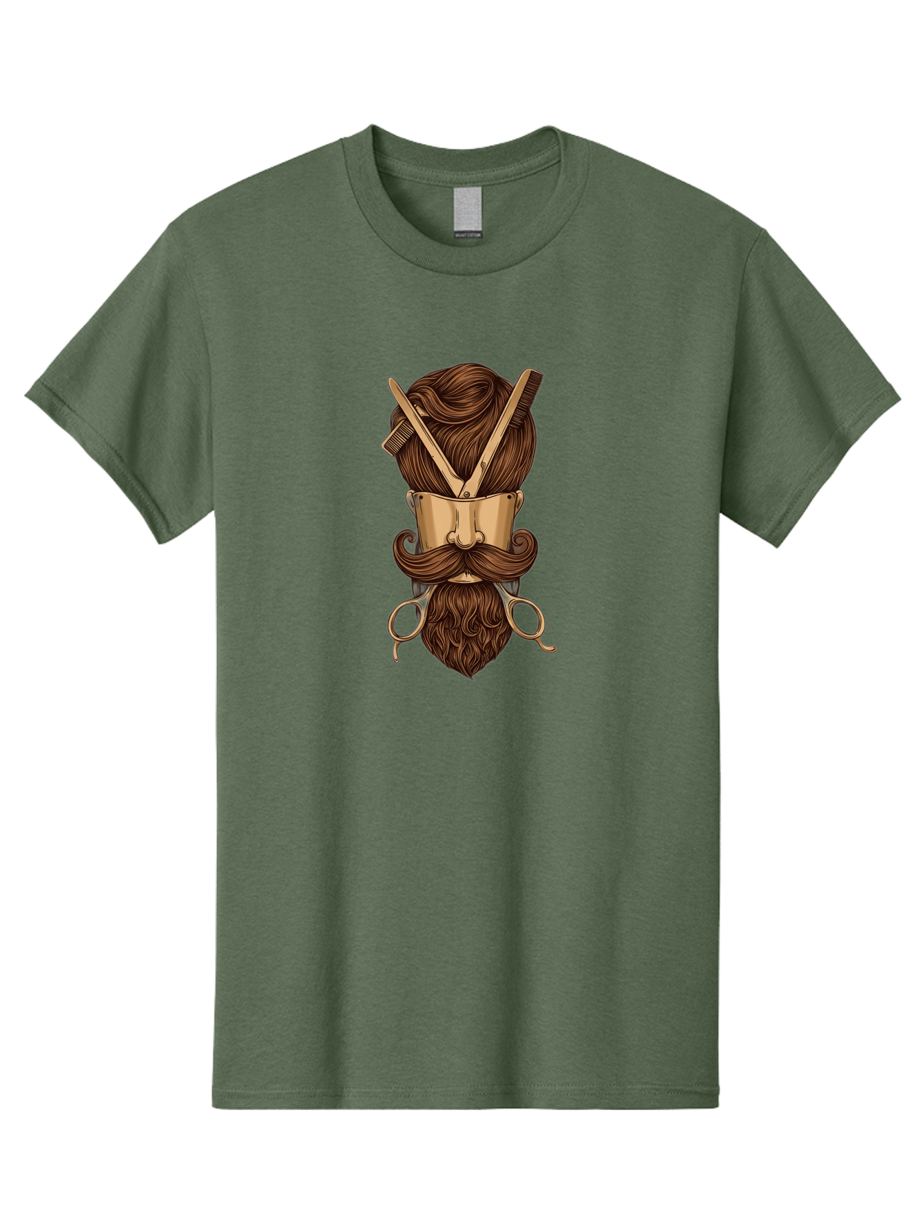 Barber-Art Men'S Graphic Tee, 100% Cotton, Comfortable Casual Summer Wear, Machine Washable, Barber Shop Logo, Men'S Grooming, Mustache, Beard, Haircut, Scissors, Comb, Vintage Style, Barber Tools, Classic Design Bac599 13