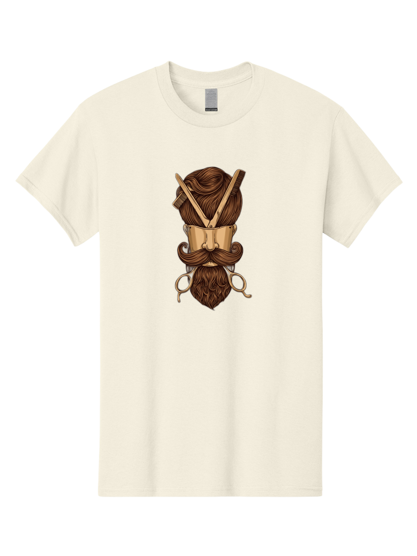 Barber-Art Men'S Graphic Tee, 100% Cotton, Comfortable Casual Summer Wear, Machine Washable, Barber Shop Logo, Men'S Grooming, Mustache, Beard, Haircut, Scissors, Comb, Vintage Style, Barber Tools, Classic Design Bac599 7