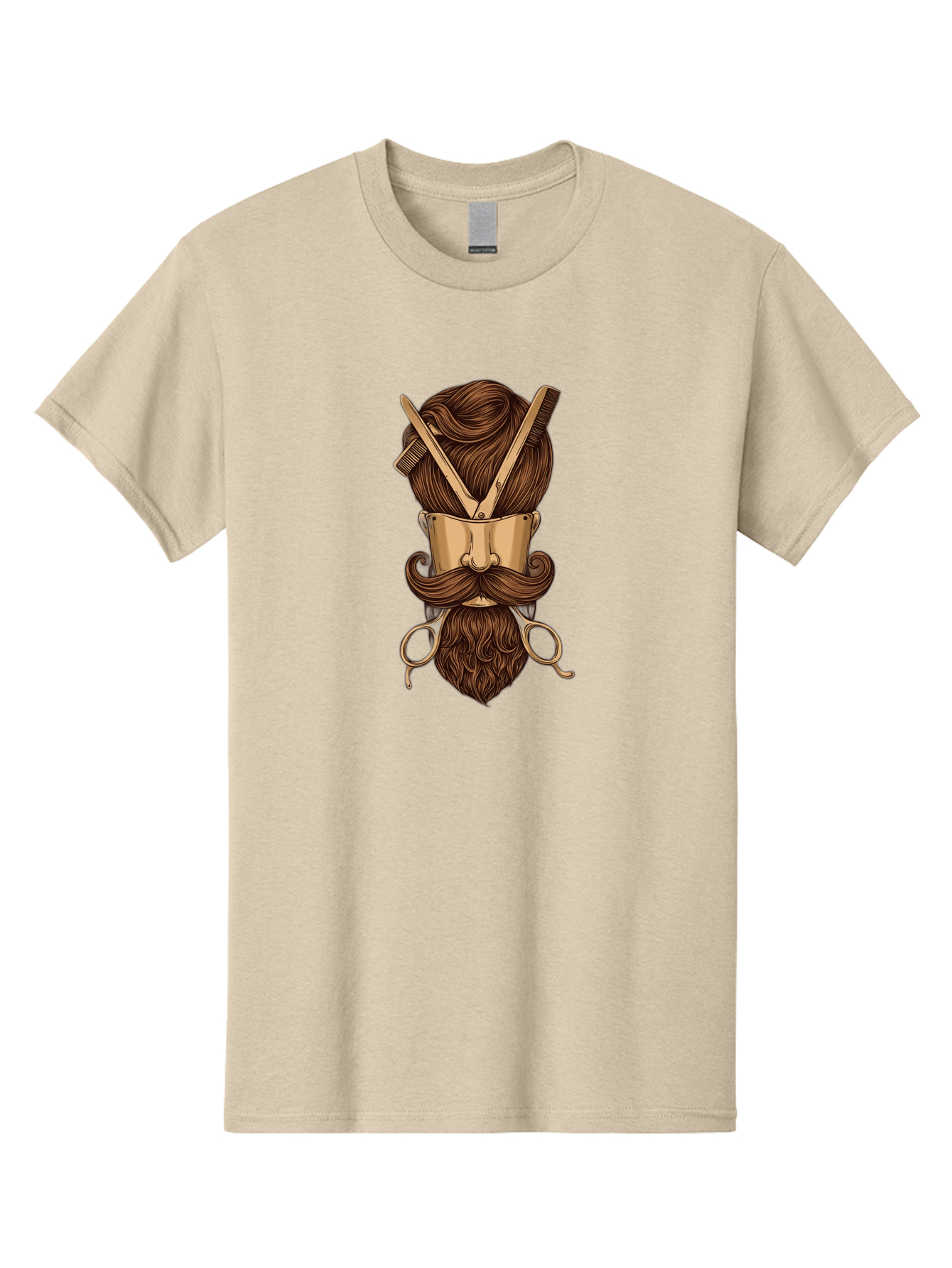 Barber-Art Men'S Graphic Tee, 100% Cotton, Comfortable Casual Summer Wear, Machine Washable, Barber Shop Logo, Men'S Grooming, Mustache, Beard, Haircut, Scissors, Comb, Vintage Style, Barber Tools, Classic Design Bac599 14