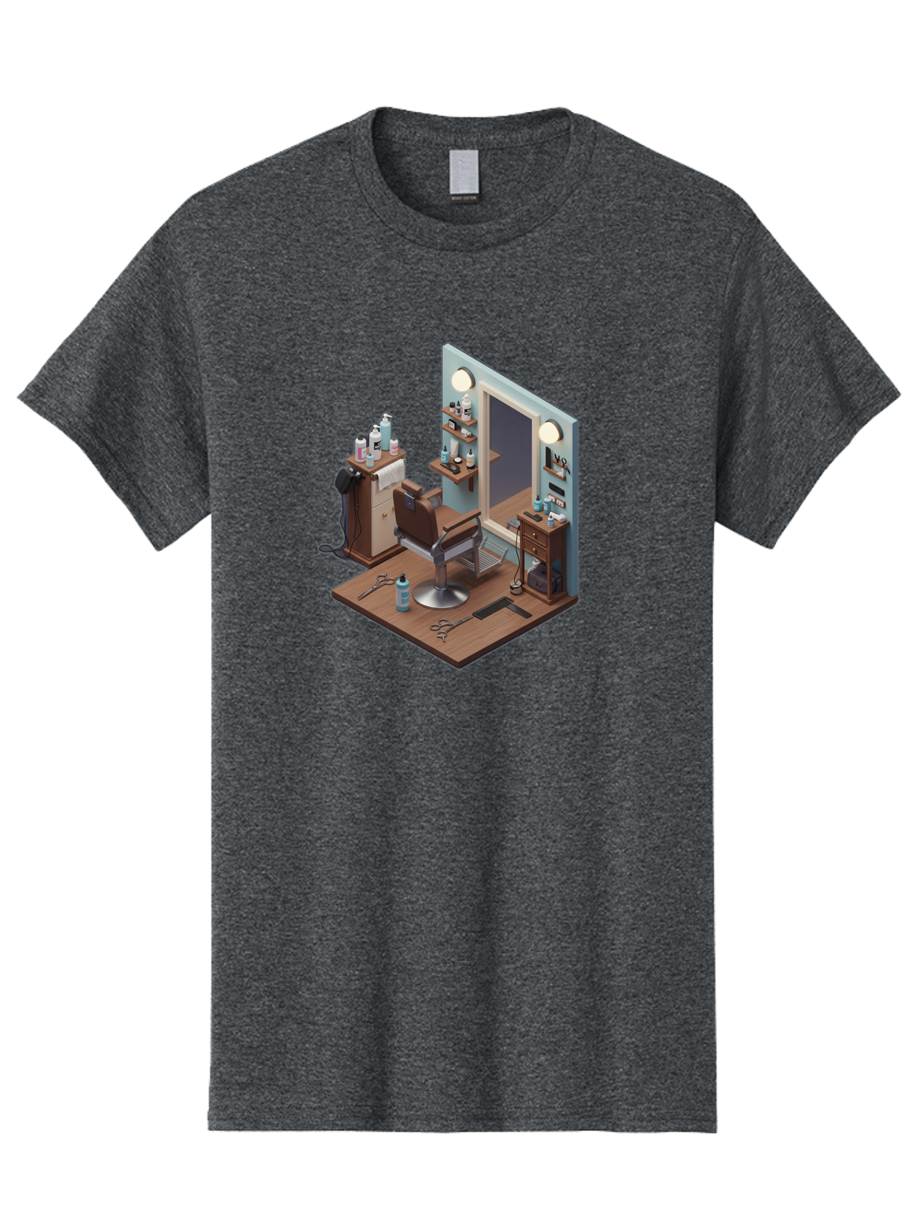 Barber-Chair-Station Men'S Graphic Tee, 100% Cotton, Comfortable Casual Summer Wear, Machine Washable, Barber Chair, Hair Cutting Tools, Grooming Products, Salon Equipment, Stylish Haircut, Modern Barbershop, Grooming Accessories, Bac600 15