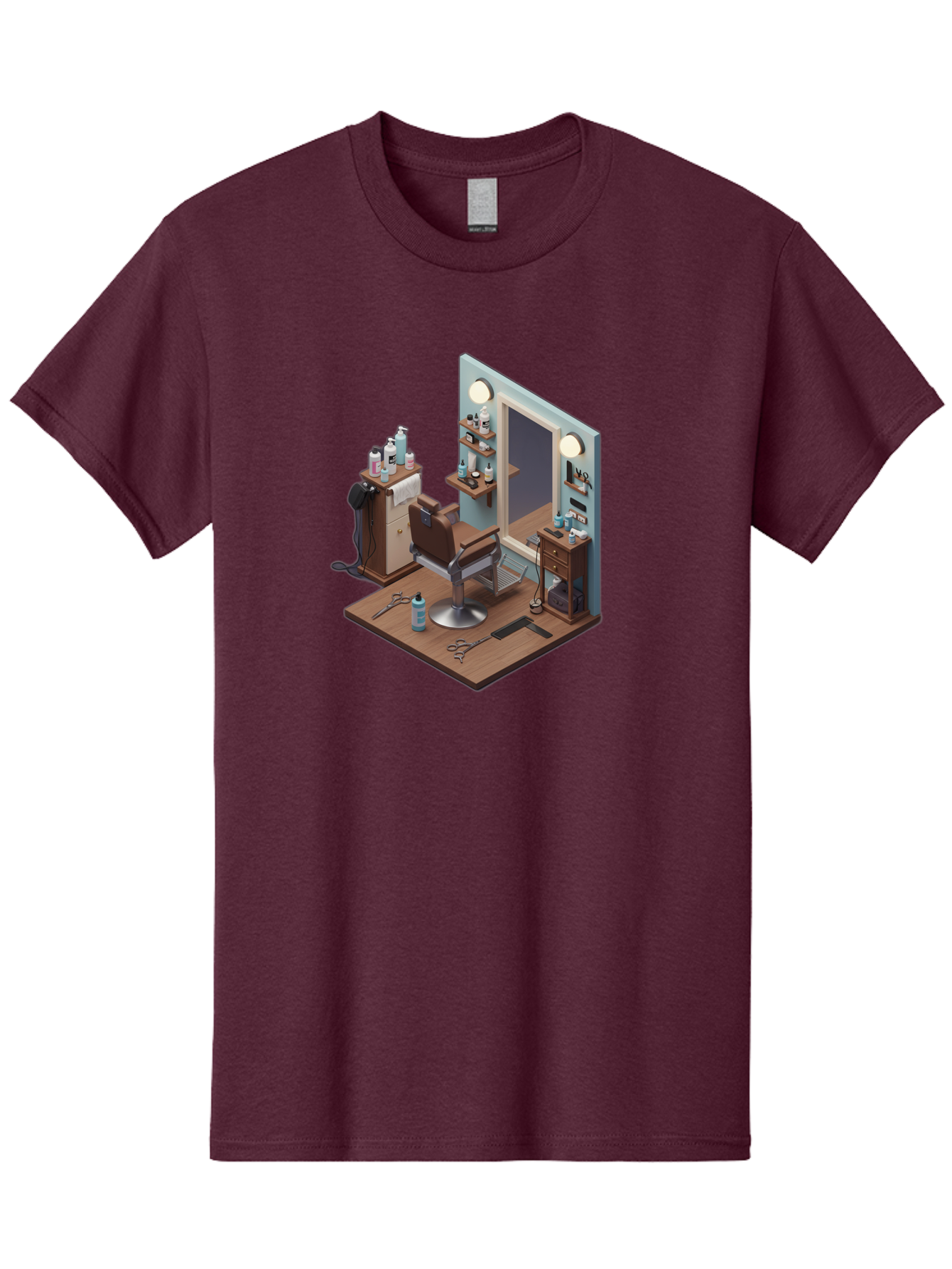 Barber-Chair-Station Men'S Graphic Tee, 100% Cotton, Comfortable Casual Summer Wear, Machine Washable, Barber Chair, Hair Cutting Tools, Grooming Products, Salon Equipment, Stylish Haircut, Modern Barbershop, Grooming Accessories, Bac600 8