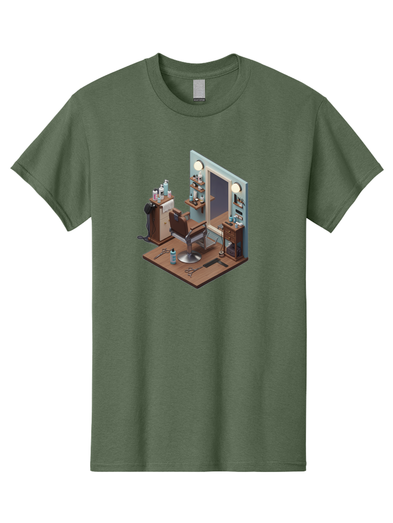 Barber-Chair-Station Men'S Graphic Tee, 100% Cotton, Comfortable Casual Summer Wear, Machine Washable, Barber Chair, Hair Cutting Tools, Grooming Products, Salon Equipment, Stylish Haircut, Modern Barbershop, Grooming Accessories, Bac600 13