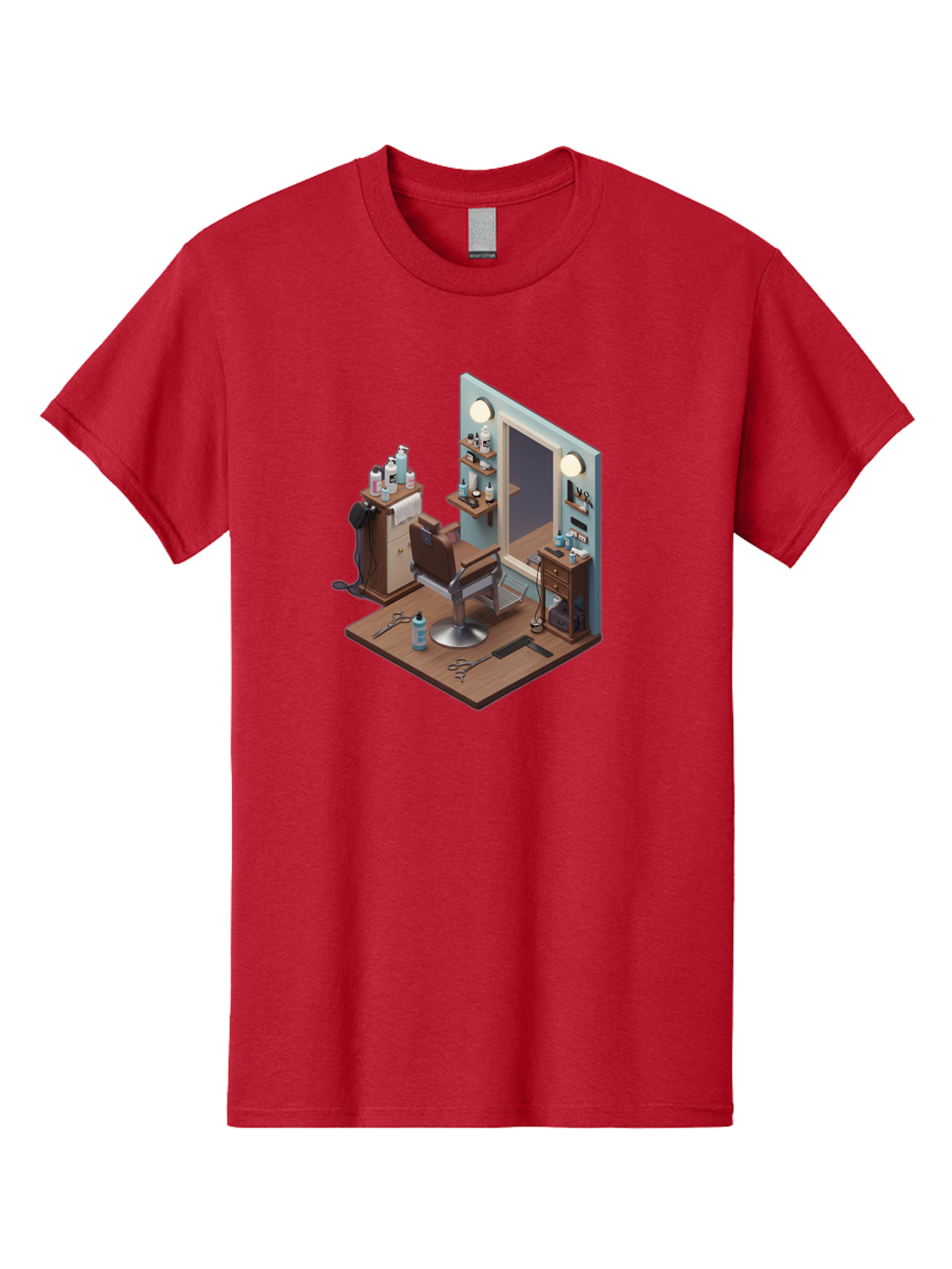 Barber-Chair-Station Men'S Graphic Tee, 100% Cotton, Comfortable Casual Summer Wear, Machine Washable, Barber Chair, Hair Cutting Tools, Grooming Products, Salon Equipment, Stylish Haircut, Modern Barbershop, Grooming Accessories, Bac600 10