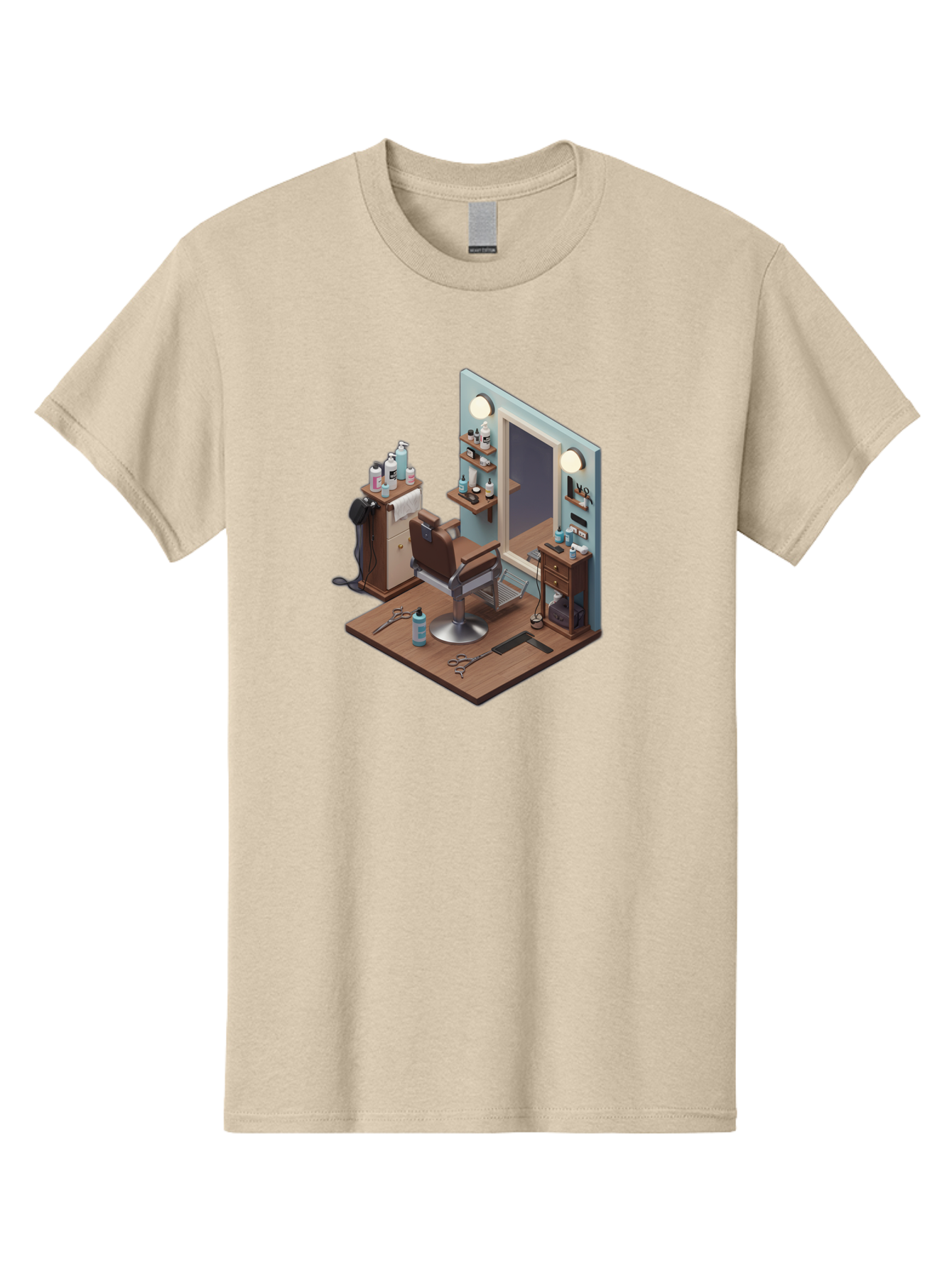 Barber-Chair-Station Men'S Graphic Tee, 100% Cotton, Comfortable Casual Summer Wear, Machine Washable, Barber Chair, Hair Cutting Tools, Grooming Products, Salon Equipment, Stylish Haircut, Modern Barbershop, Grooming Accessories, Bac600 7