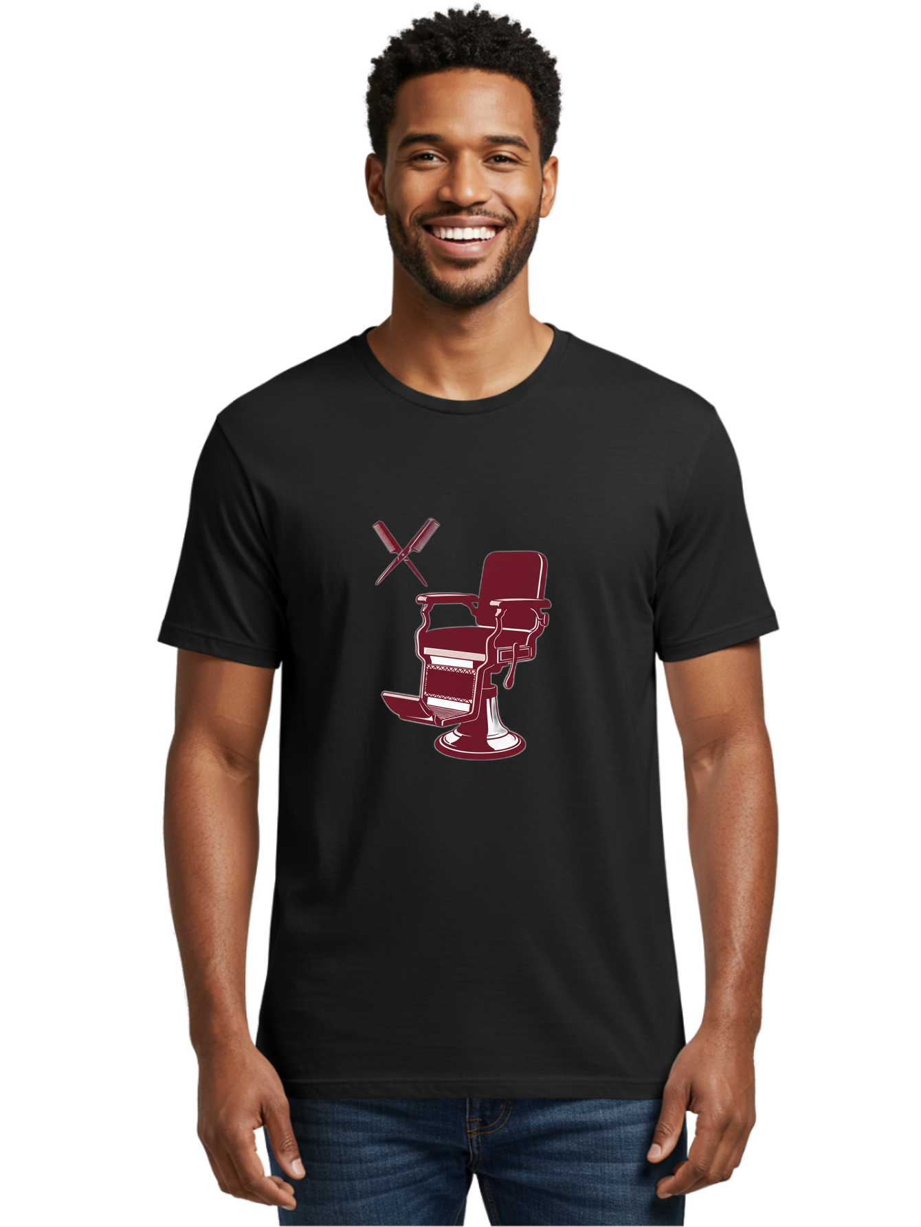 Barber-Chair Men'S Graphic Tee, 100% Cotton, Comfortable Casual Summer Wear, Machine Washable, Vintage Barber Chair, Retro Grooming, Classic Barber Shop, Barber Equipment, Haircutting Tools, Traditional Shaving, Iconic Barber Symbols, Bac601 28