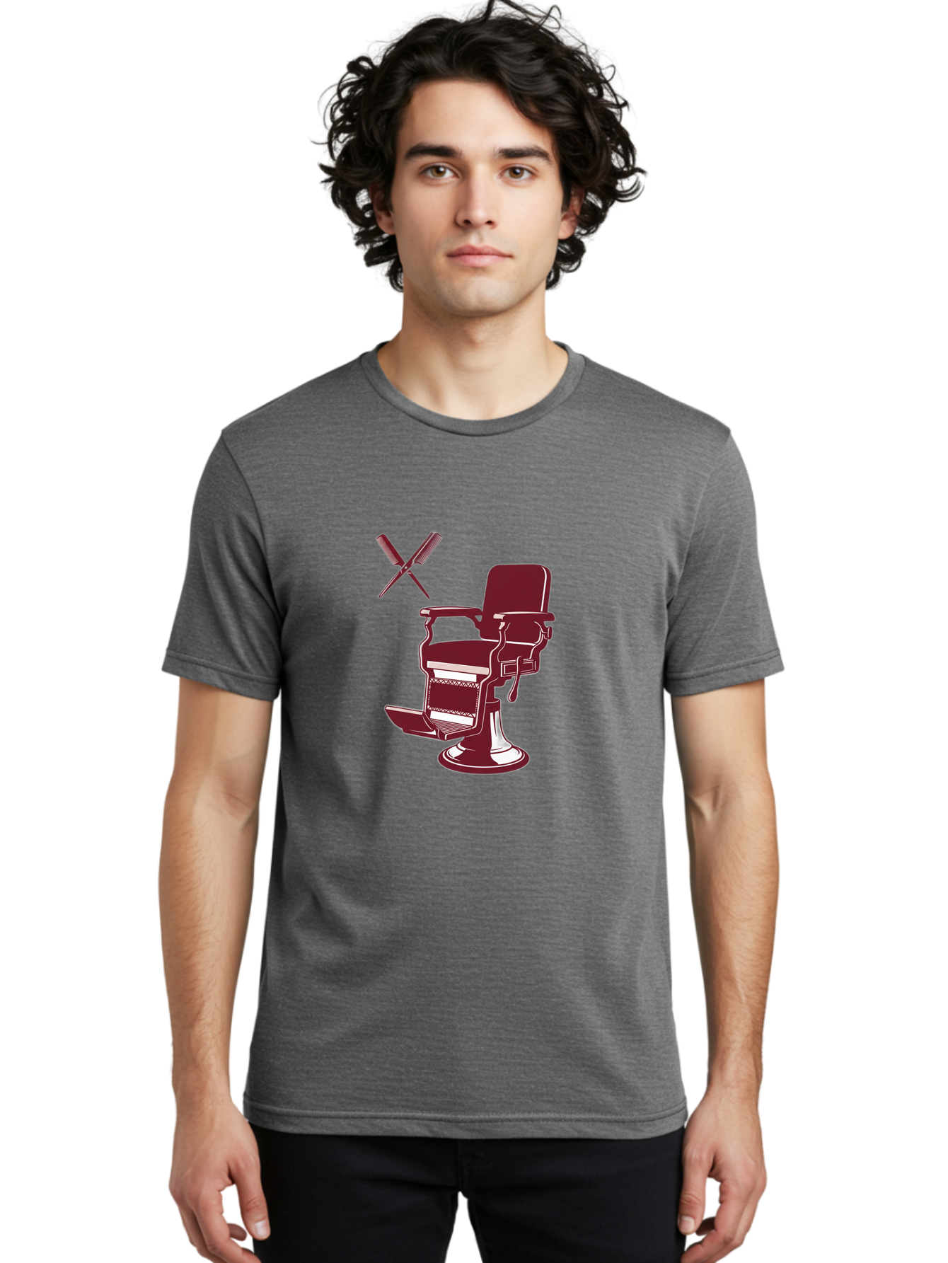 Barber-Chair Men'S Graphic Tee, 100% Cotton, Comfortable Casual Summer Wear, Machine Washable, Vintage Barber Chair, Retro Grooming, Classic Barber Shop, Barber Equipment, Haircutting Tools, Traditional Shaving, Iconic Barber Symbols, Bac601 18