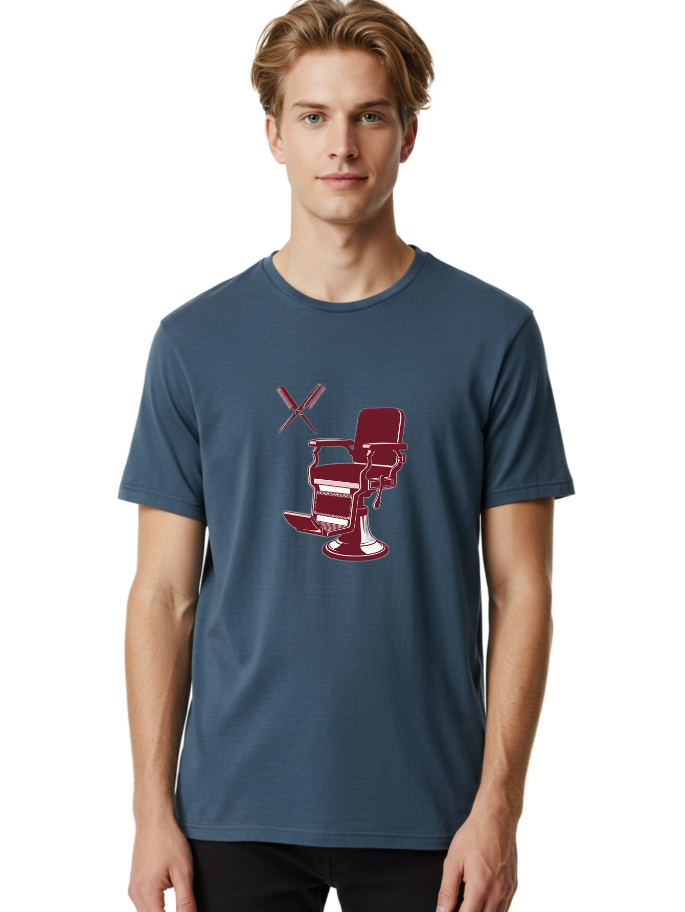 Barber-Chair Men'S Graphic Tee, 100% Cotton, Comfortable Casual Summer Wear, Machine Washable, Vintage Barber Chair, Retro Grooming, Classic Barber Shop, Barber Equipment, Haircutting Tools, Traditional Shaving, Iconic Barber Symbols, Bac601 29