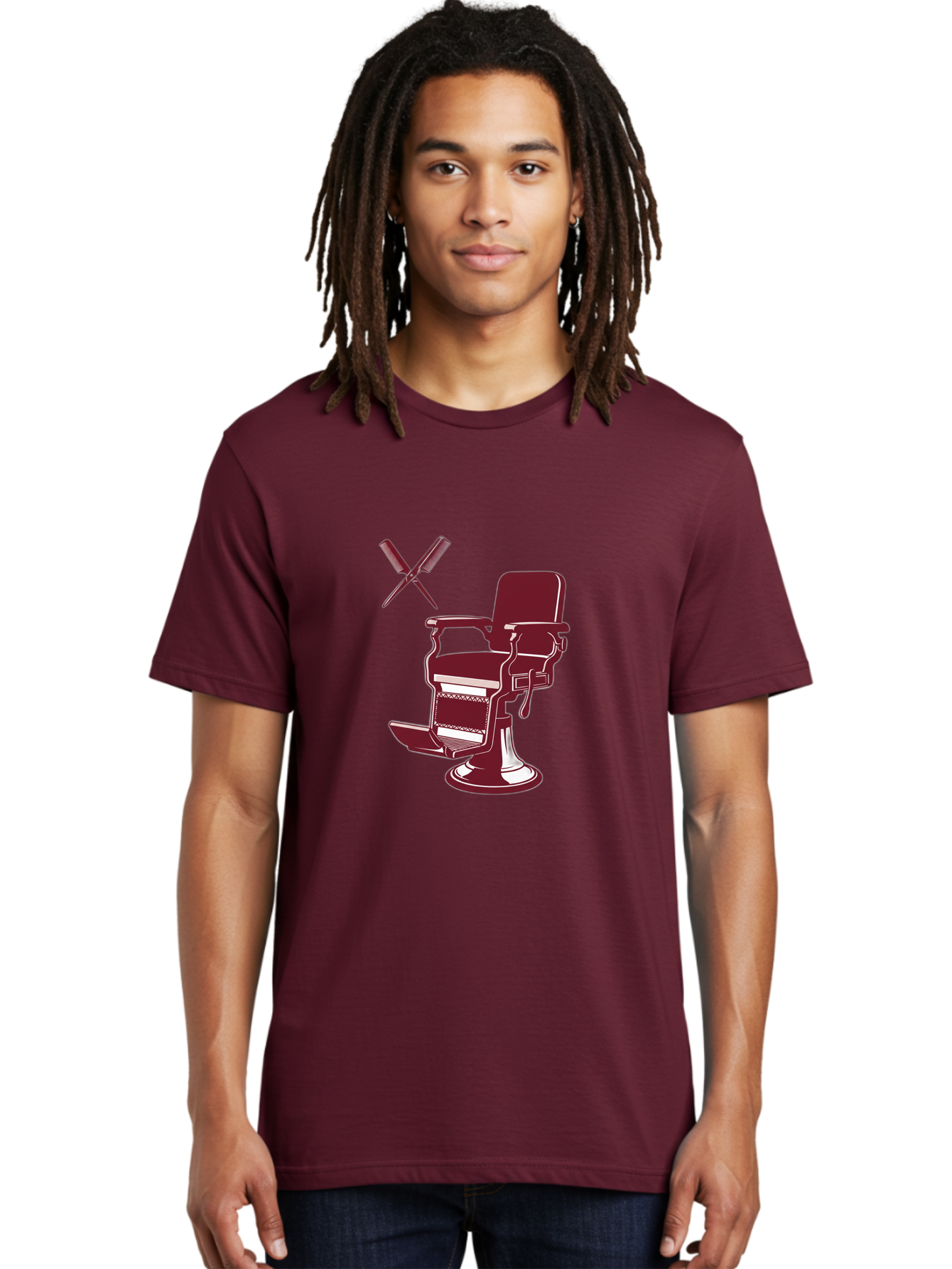 Barber-Chair Men'S Graphic Tee, 100% Cotton, Comfortable Casual Summer Wear, Machine Washable, Vintage Barber Chair, Retro Grooming, Classic Barber Shop, Barber Equipment, Haircutting Tools, Traditional Shaving, Iconic Barber Symbols, Bac601 30