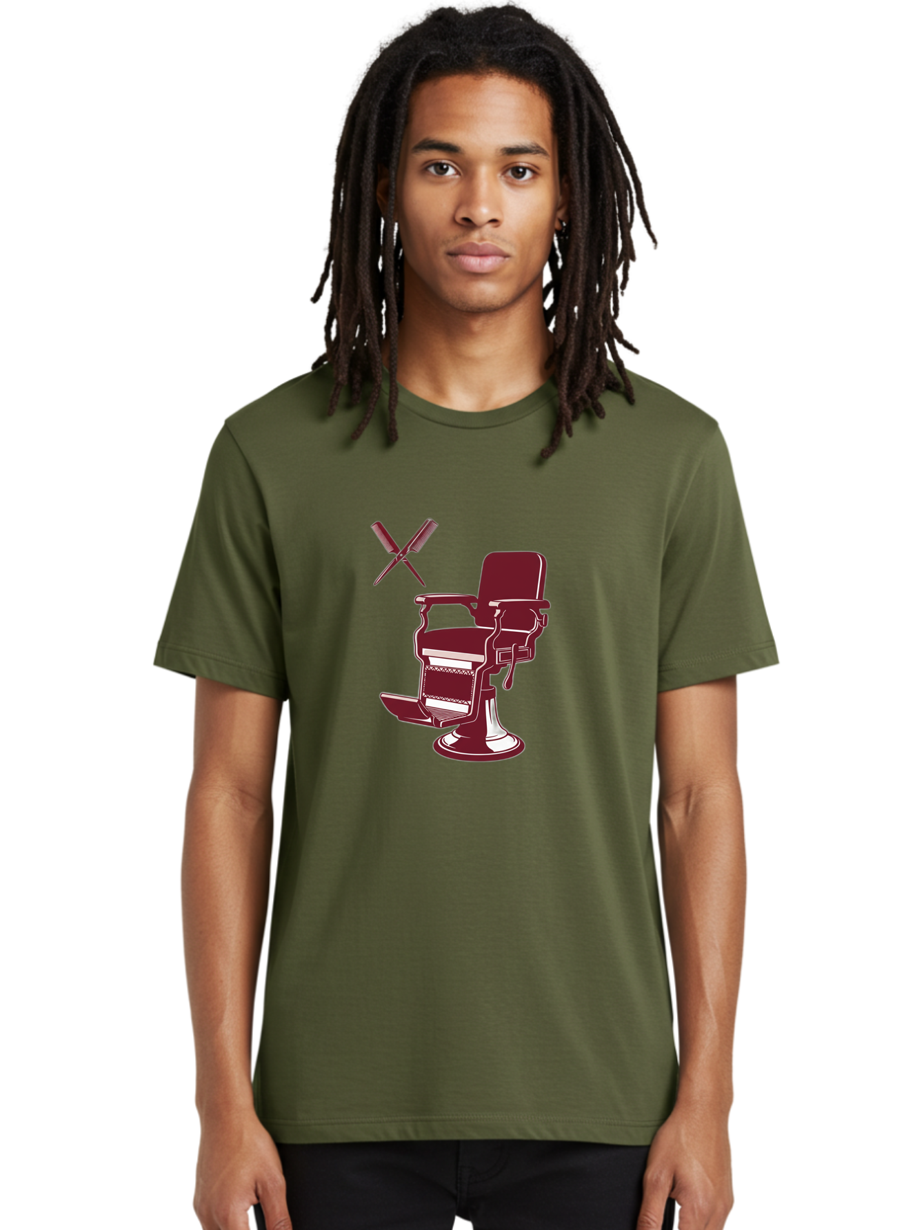 Barber-Chair Men'S Graphic Tee, 100% Cotton, Comfortable Casual Summer Wear, Machine Washable, Vintage Barber Chair, Retro Grooming, Classic Barber Shop, Barber Equipment, Haircutting Tools, Traditional Shaving, Iconic Barber Symbols, Bac601 23