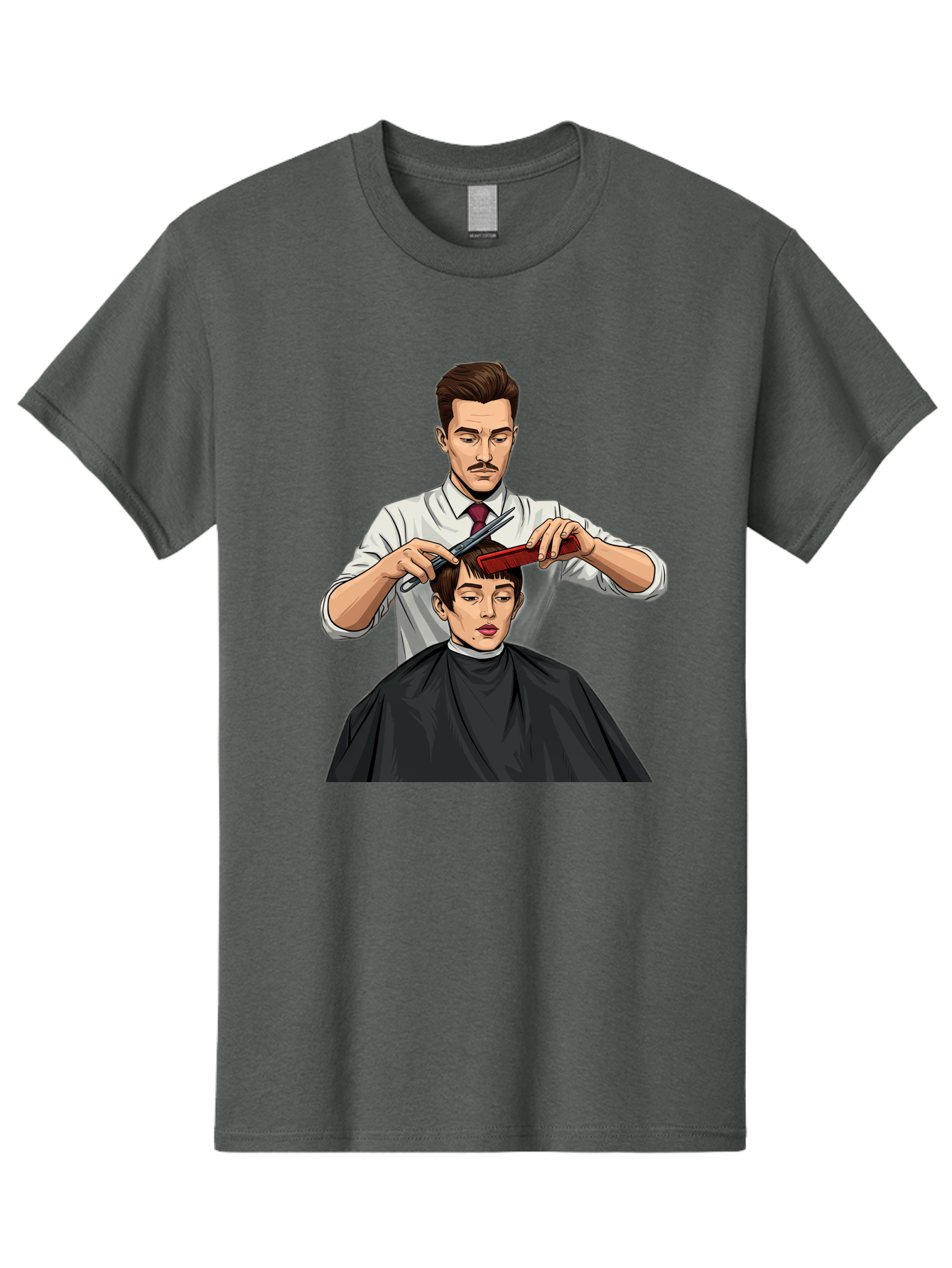 Barber-Cutting-Hair Men'S Graphic Tee, 100% Cotton, Comfortable Casual Summer Wear, Machine Washable, Barber Cutting Hair, Male Grooming, Haircut Service, Scissors And Comb, Stylish Haircut, Grooming Experience, Men'S Salon Bac602 6