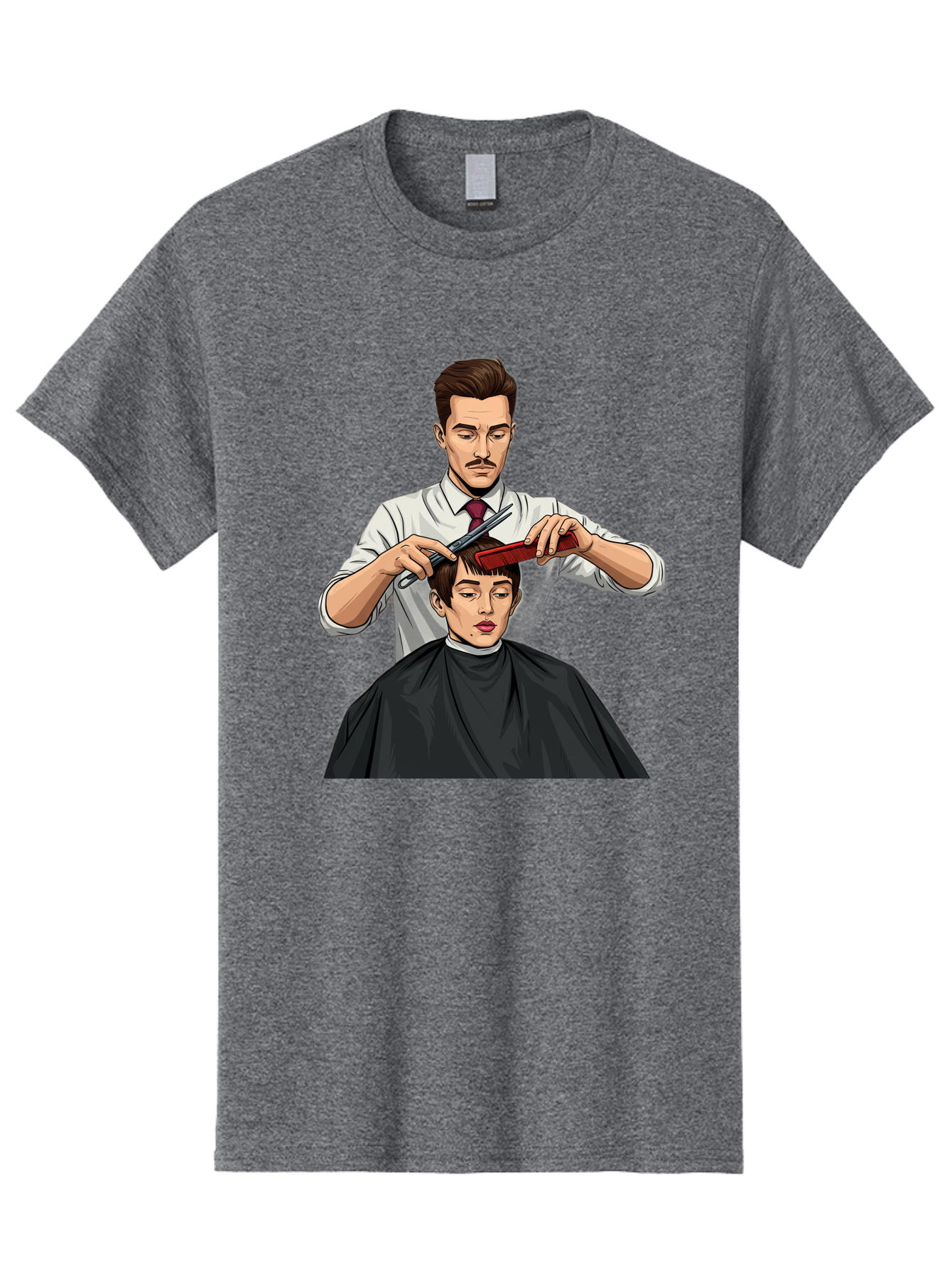 Barber-Cutting-Hair Men'S Graphic Tee, 100% Cotton, Comfortable Casual Summer Wear, Machine Washable, Barber Cutting Hair, Male Grooming, Haircut Service, Scissors And Comb, Stylish Haircut, Grooming Experience, Men'S Salon Bac602 7
