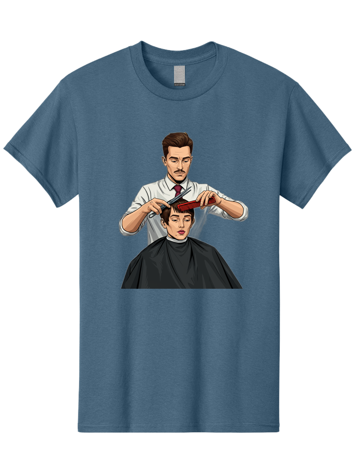 Barber-Cutting-Hair Men'S Graphic Tee, 100% Cotton, Comfortable Casual Summer Wear, Machine Washable, Barber Cutting Hair, Male Grooming, Haircut Service, Scissors And Comb, Stylish Haircut, Grooming Experience, Men'S Salon Bac602 4