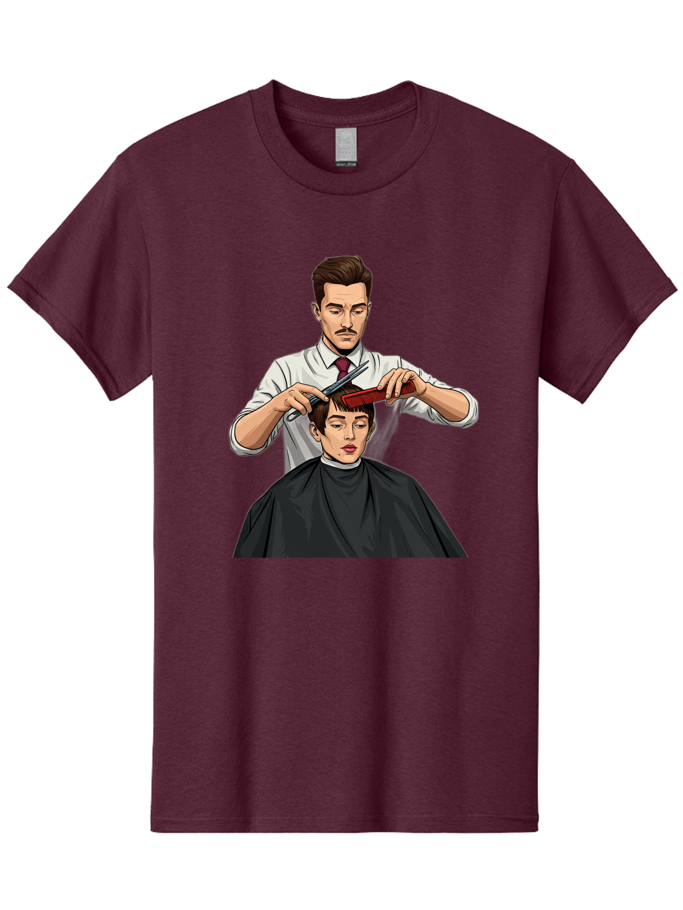 Barber-Cutting-Hair Men'S Graphic Tee, 100% Cotton, Comfortable Casual Summer Wear, Machine Washable, Barber Cutting Hair, Male Grooming, Haircut Service, Scissors And Comb, Stylish Haircut, Grooming Experience, Men'S Salon Bac602 8