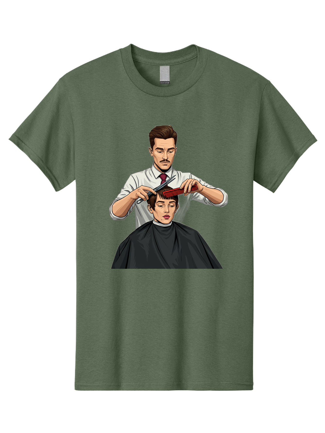 Barber-Cutting-Hair Men'S Graphic Tee, 100% Cotton, Comfortable Casual Summer Wear, Machine Washable, Barber Cutting Hair, Male Grooming, Haircut Service, Scissors And Comb, Stylish Haircut, Grooming Experience, Men'S Salon Bac602 11