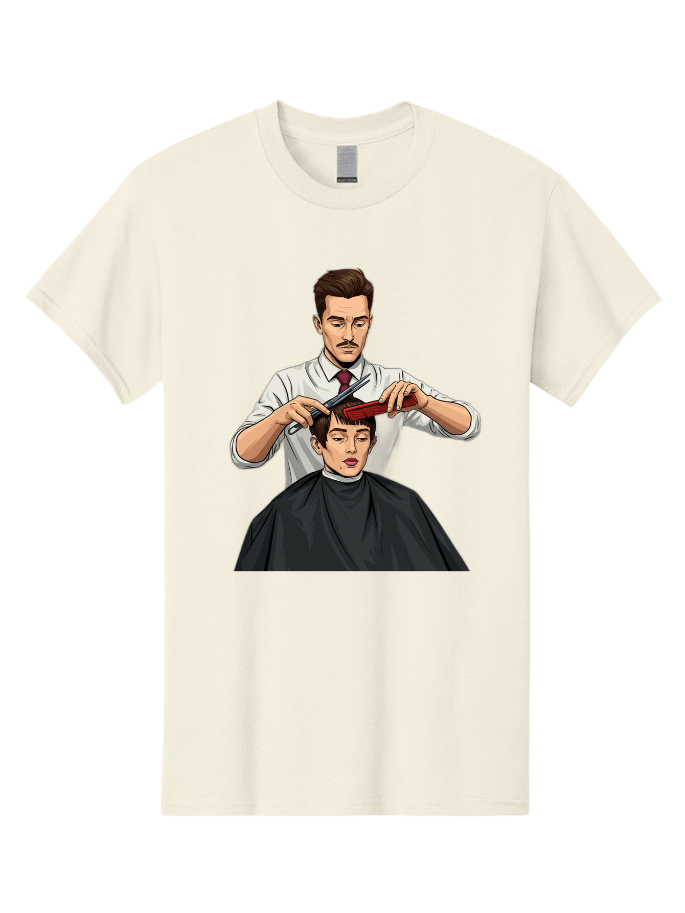 Barber-Cutting-Hair Men'S Graphic Tee, 100% Cotton, Comfortable Casual Summer Wear, Machine Washable, Barber Cutting Hair, Male Grooming, Haircut Service, Scissors And Comb, Stylish Haircut, Grooming Experience, Men'S Salon Bac602 9