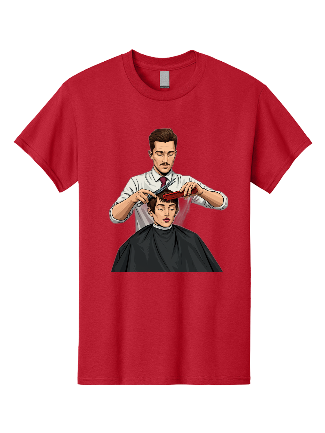 Barber-Cutting-Hair Men'S Graphic Tee, 100% Cotton, Comfortable Casual Summer Wear, Machine Washable, Barber Cutting Hair, Male Grooming, Haircut Service, Scissors And Comb, Stylish Haircut, Grooming Experience, Men'S Salon Bac602 15