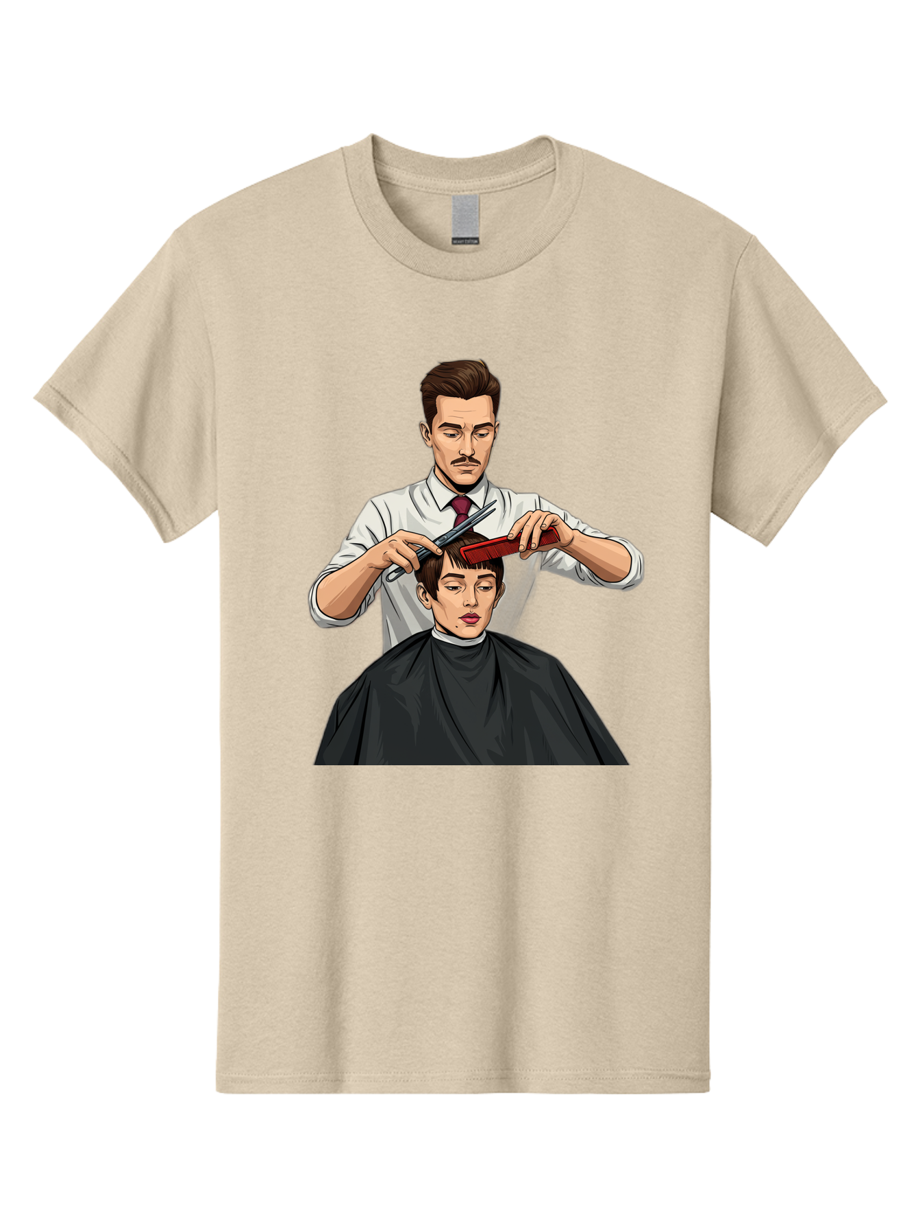 Barber-Cutting-Hair Men'S Graphic Tee, 100% Cotton, Comfortable Casual Summer Wear, Machine Washable, Barber Cutting Hair, Male Grooming, Haircut Service, Scissors And Comb, Stylish Haircut, Grooming Experience, Men'S Salon Bac602 10